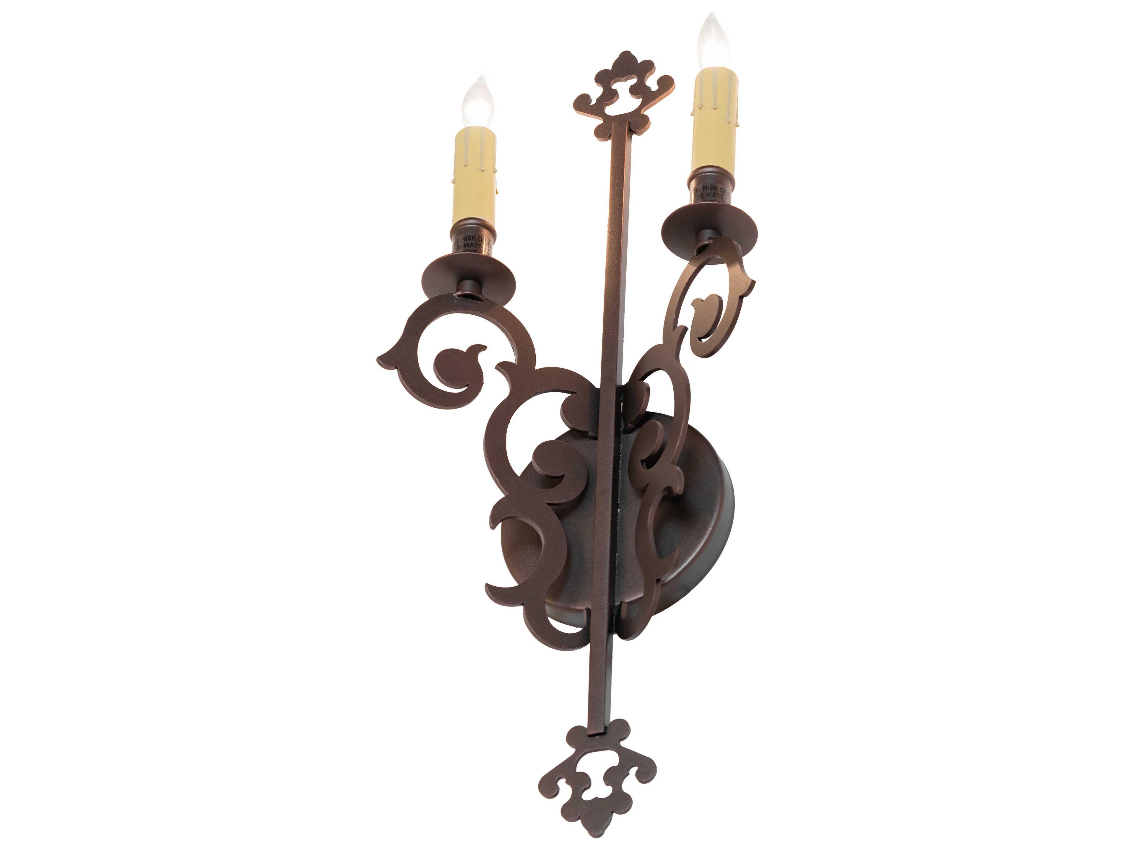 Meyda Aneila 2-Light Mahogany Bronze Steel Wall Sconce