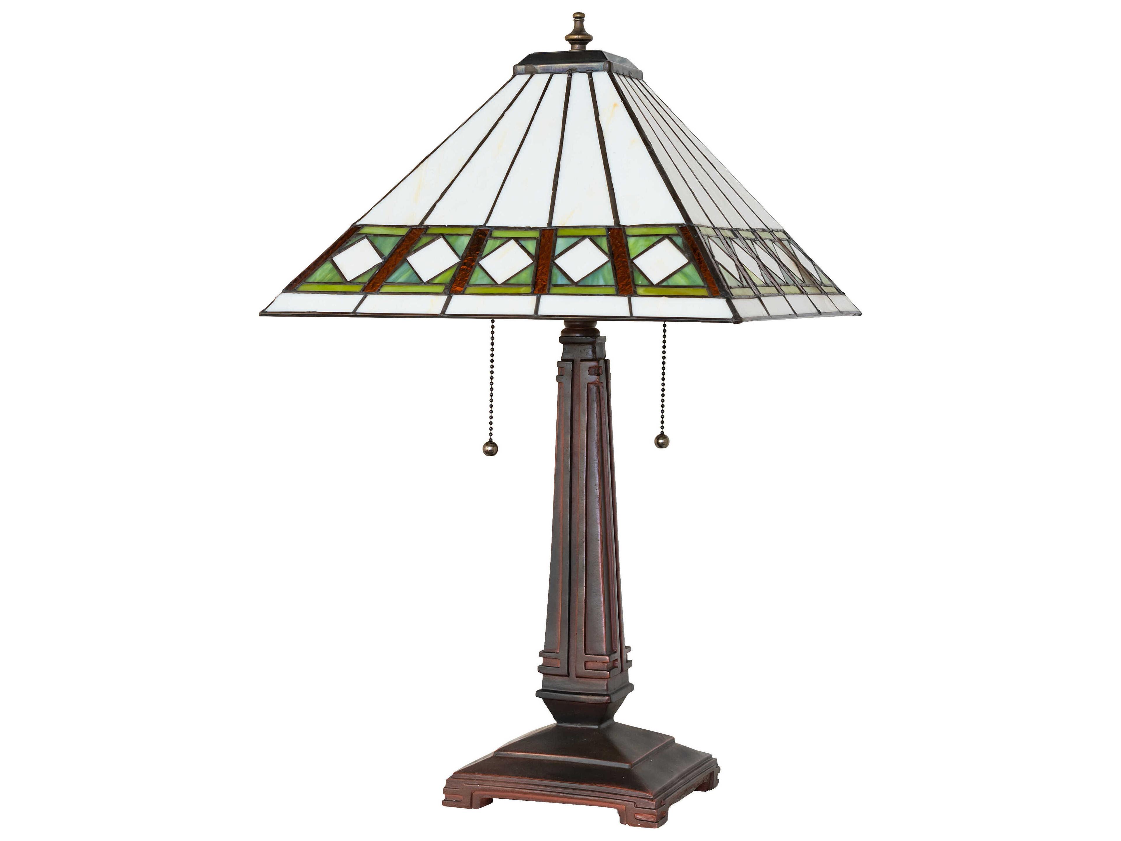 Meyda Diamond Band Mission Mahogany Bronze Table Lamp