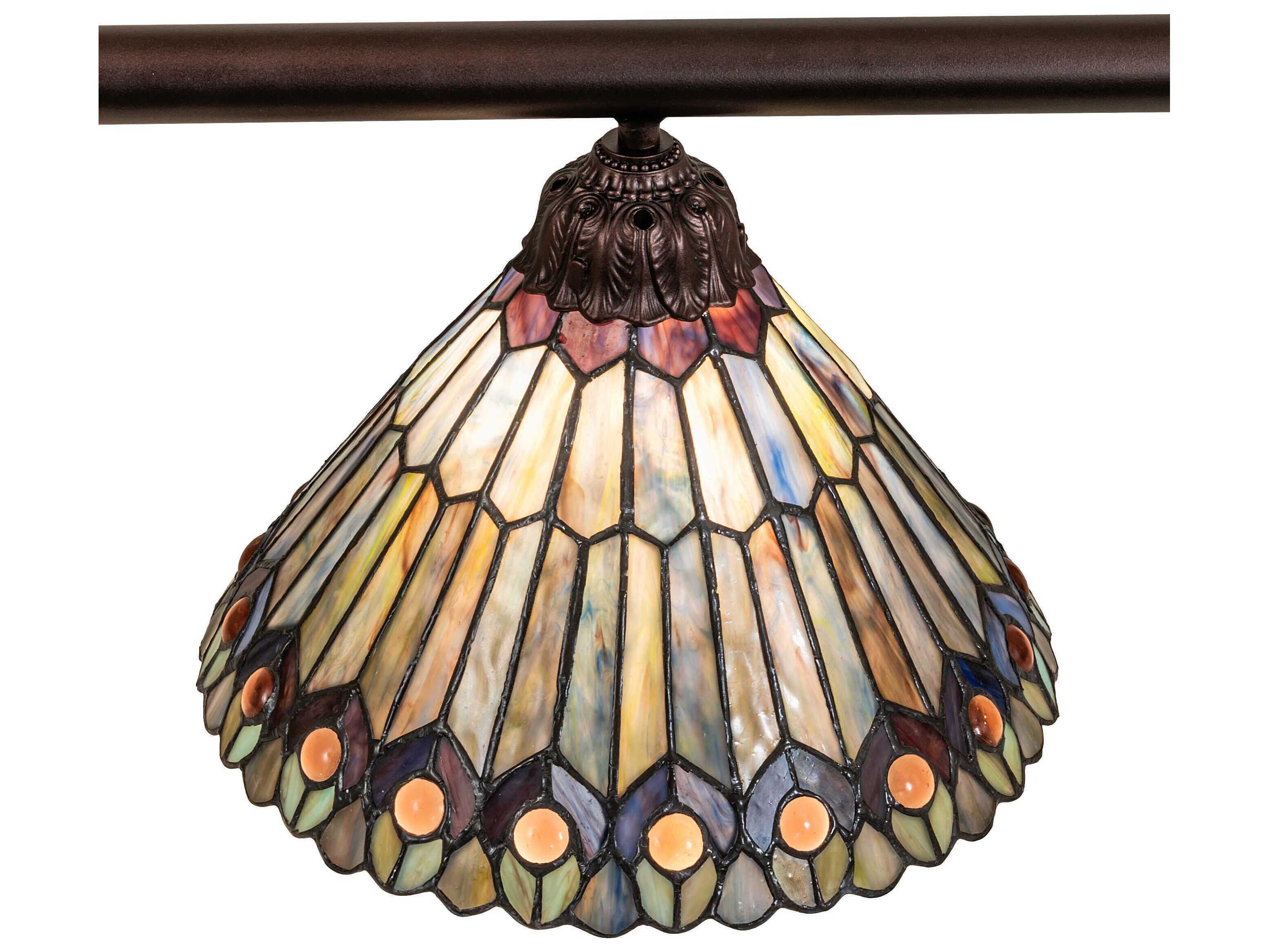 Meyda Tiffany Jeweled Peacock 3-Light Mahogany Bronze Island Pendant