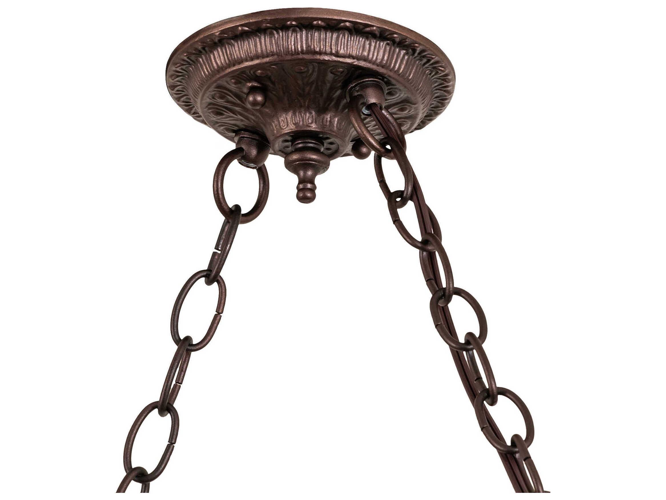 Meyda Tiffany Jeweled Peacock 3-Light Mahogany Bronze Island Pendant