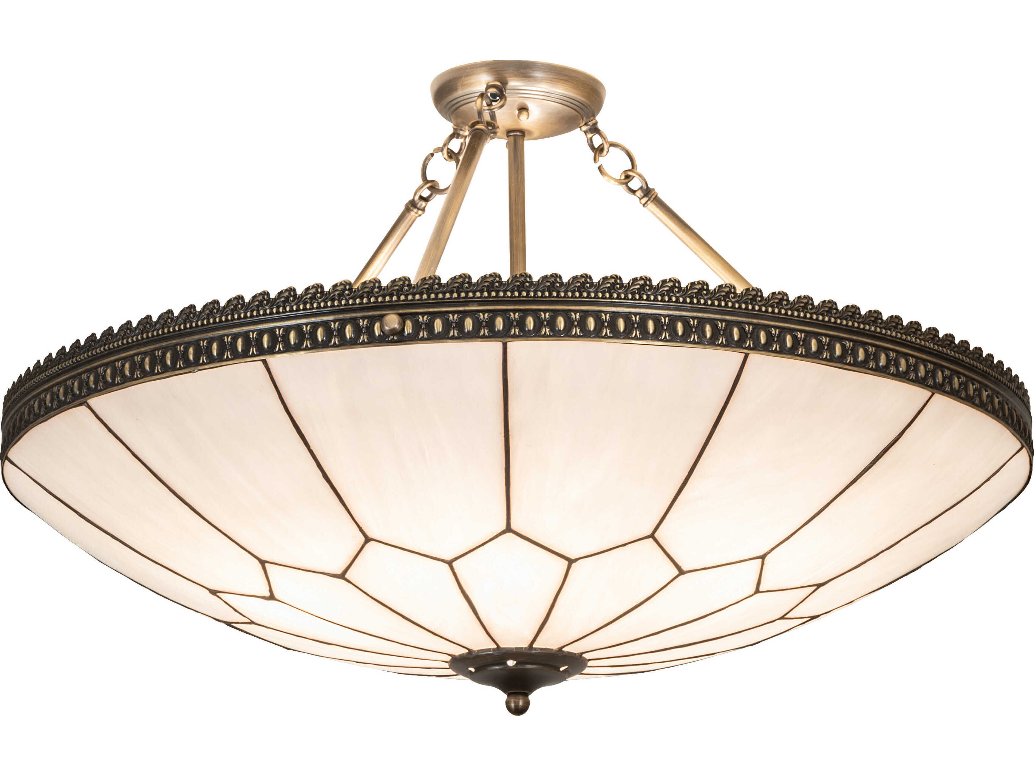 Meyda Vincent Honeycomb 6-Light Vintage Brass Semi Flush Mount