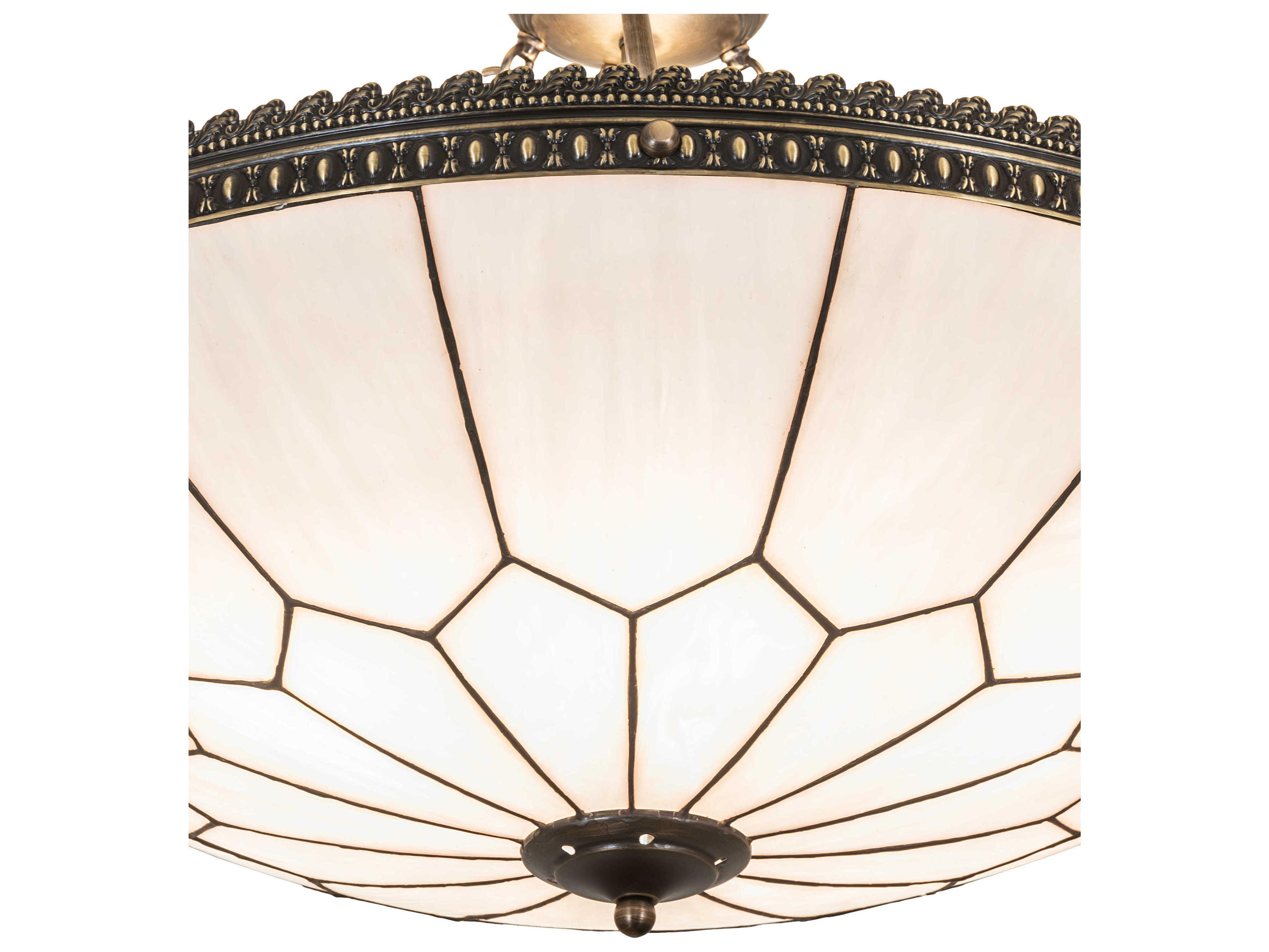 Meyda Vincent Honeycomb 6-Light Vintage Brass Semi Flush Mount