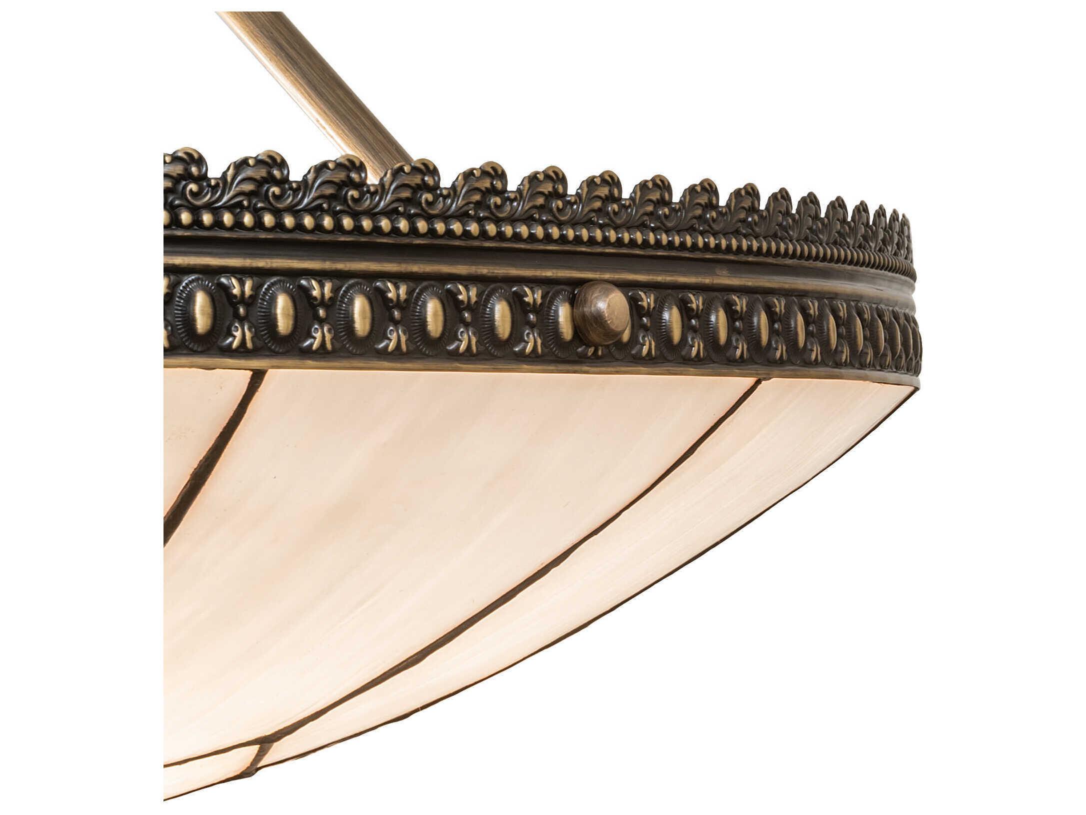 Meyda Vincent Honeycomb 6-Light Vintage Brass Semi Flush Mount