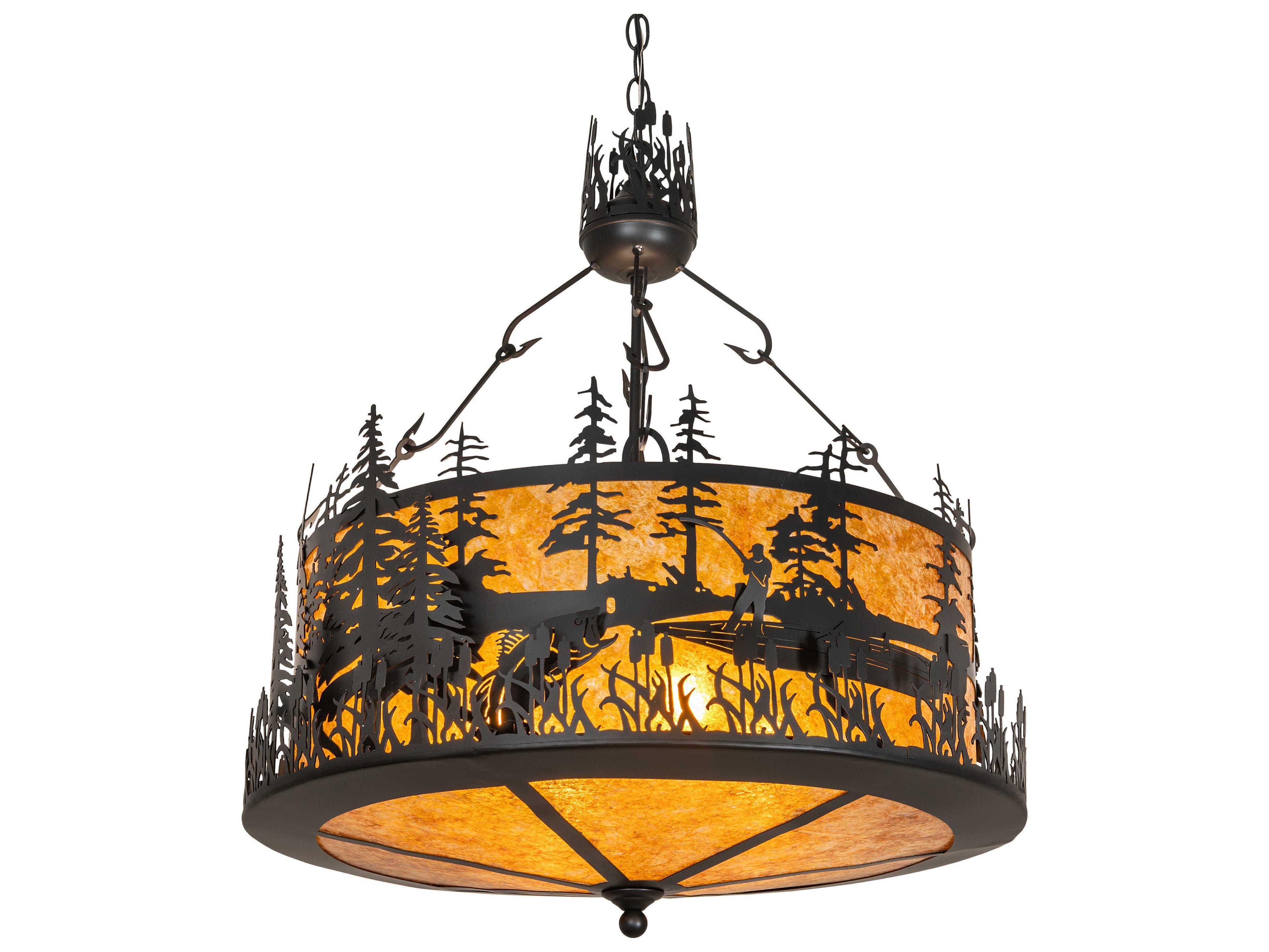 Meyda Bass And Fisherman 4-Light Solar Black Pendant