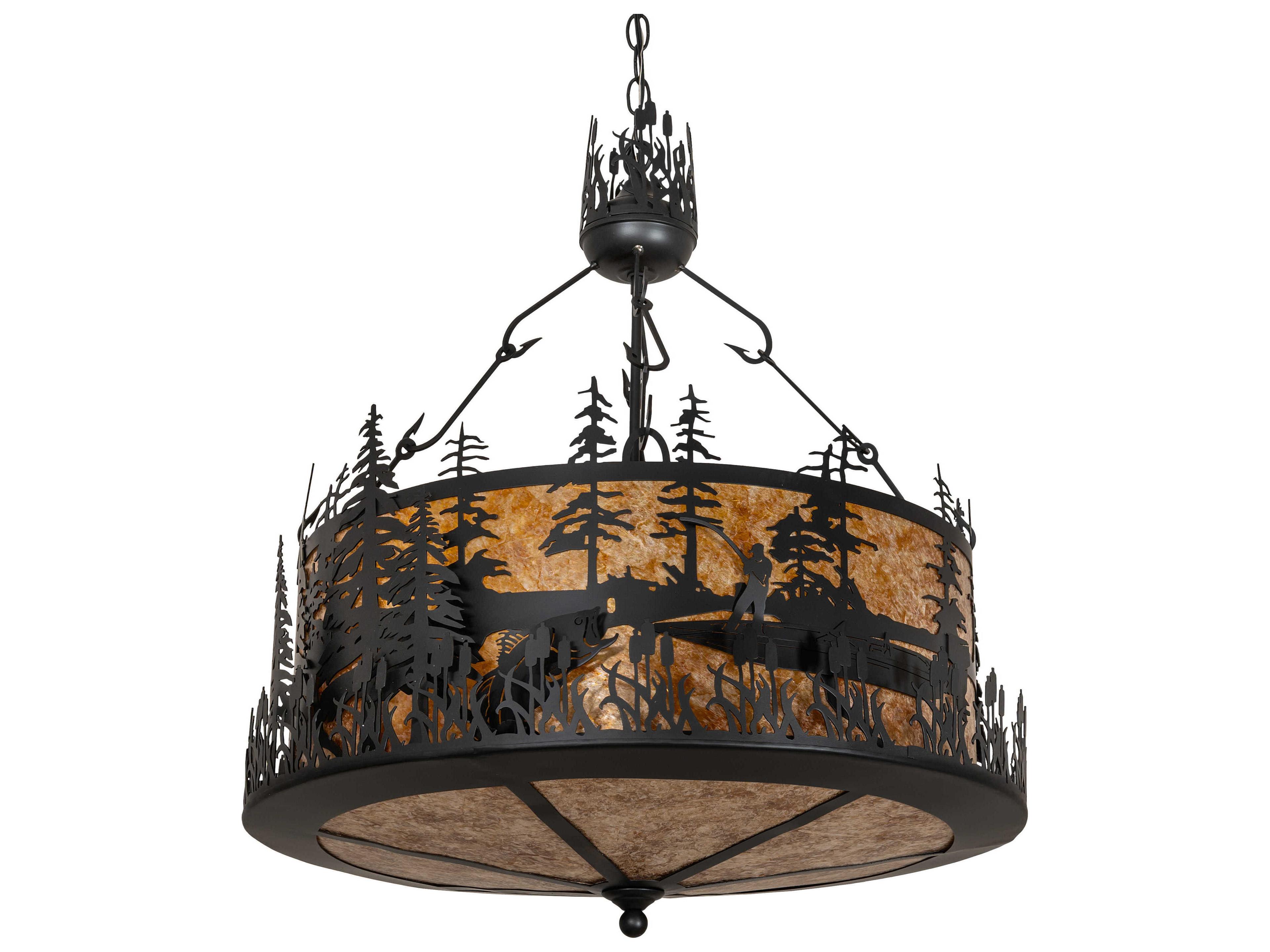 Meyda Bass And Fisherman 4-Light Solar Black Pendant