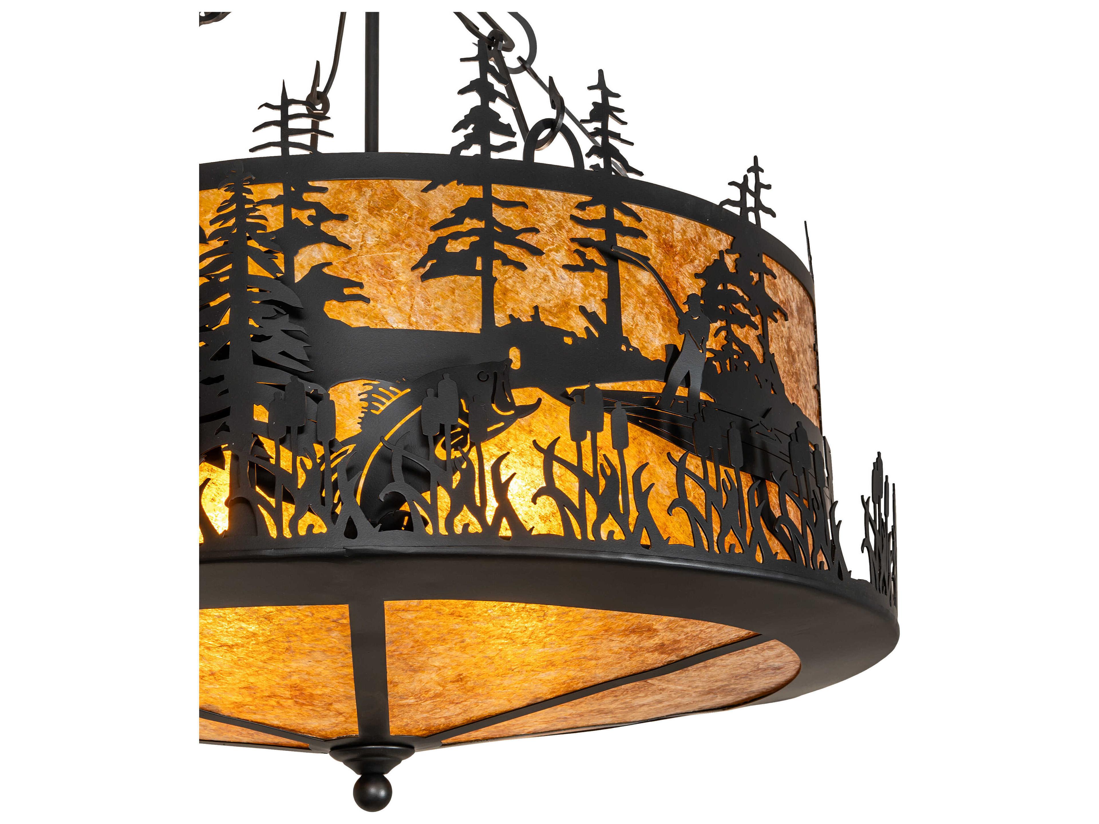 Meyda Bass And Fisherman 4-Light Solar Black Pendant