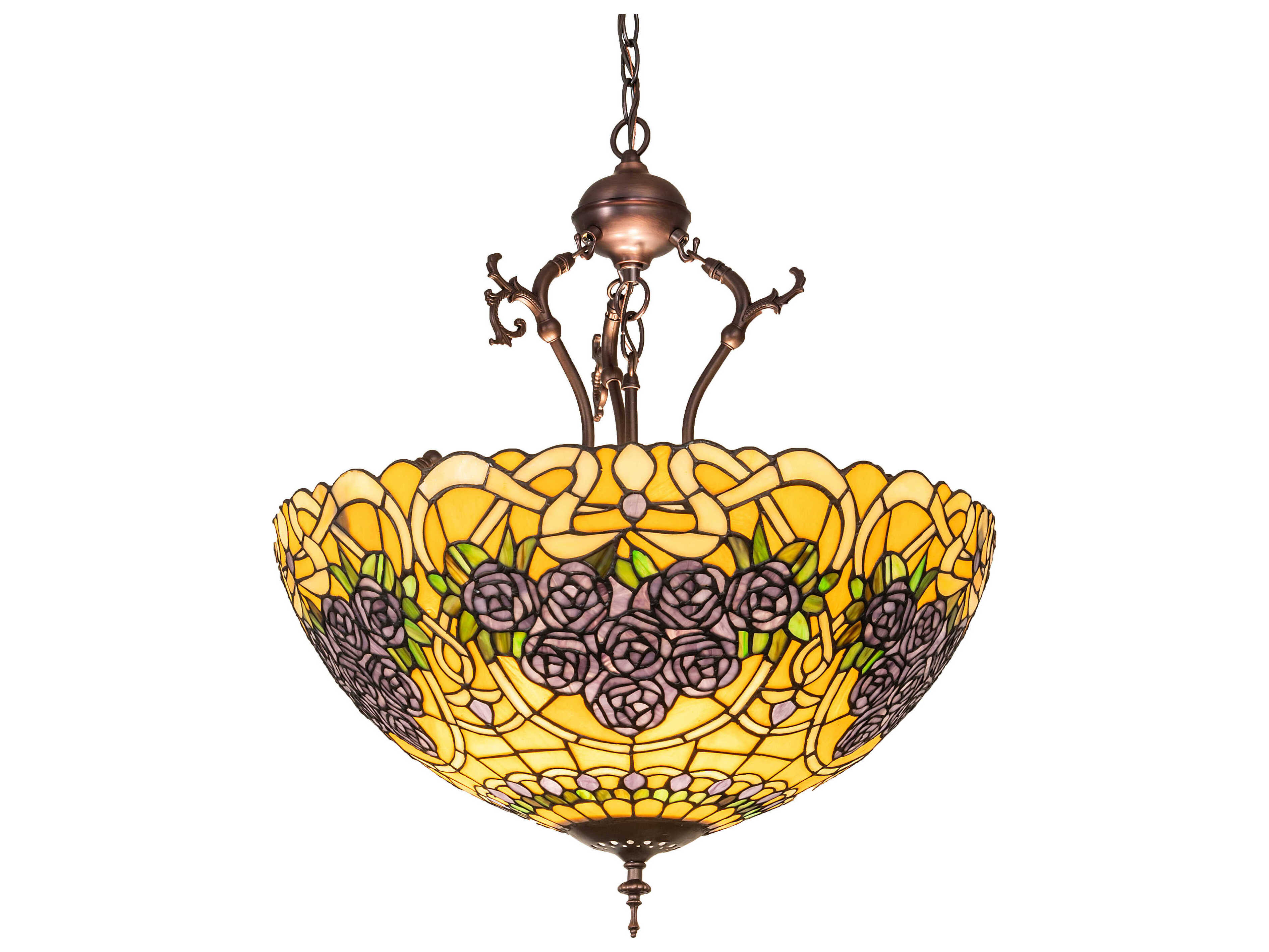 Meyda Rose Bouquet 3-Light Mahogany Bronze Bowl Pendant