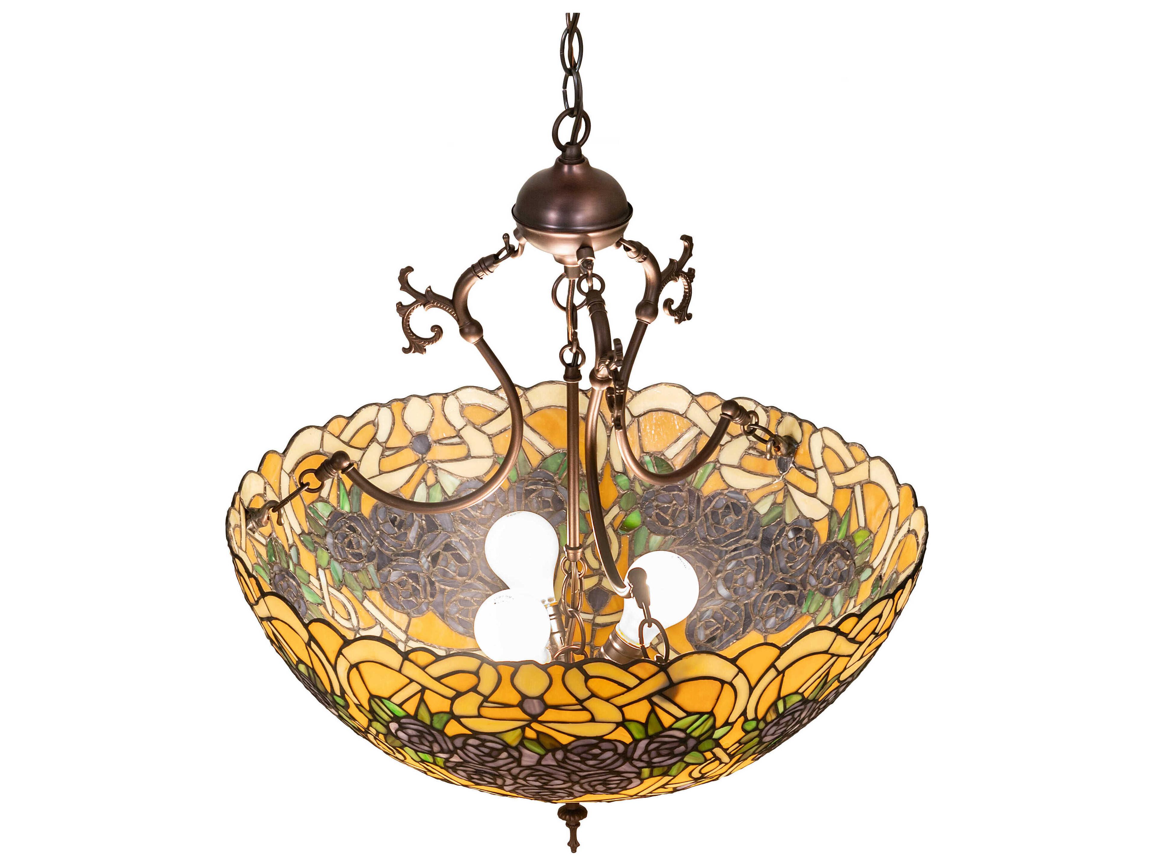Meyda Rose Bouquet 3-Light Mahogany Bronze Bowl Pendant