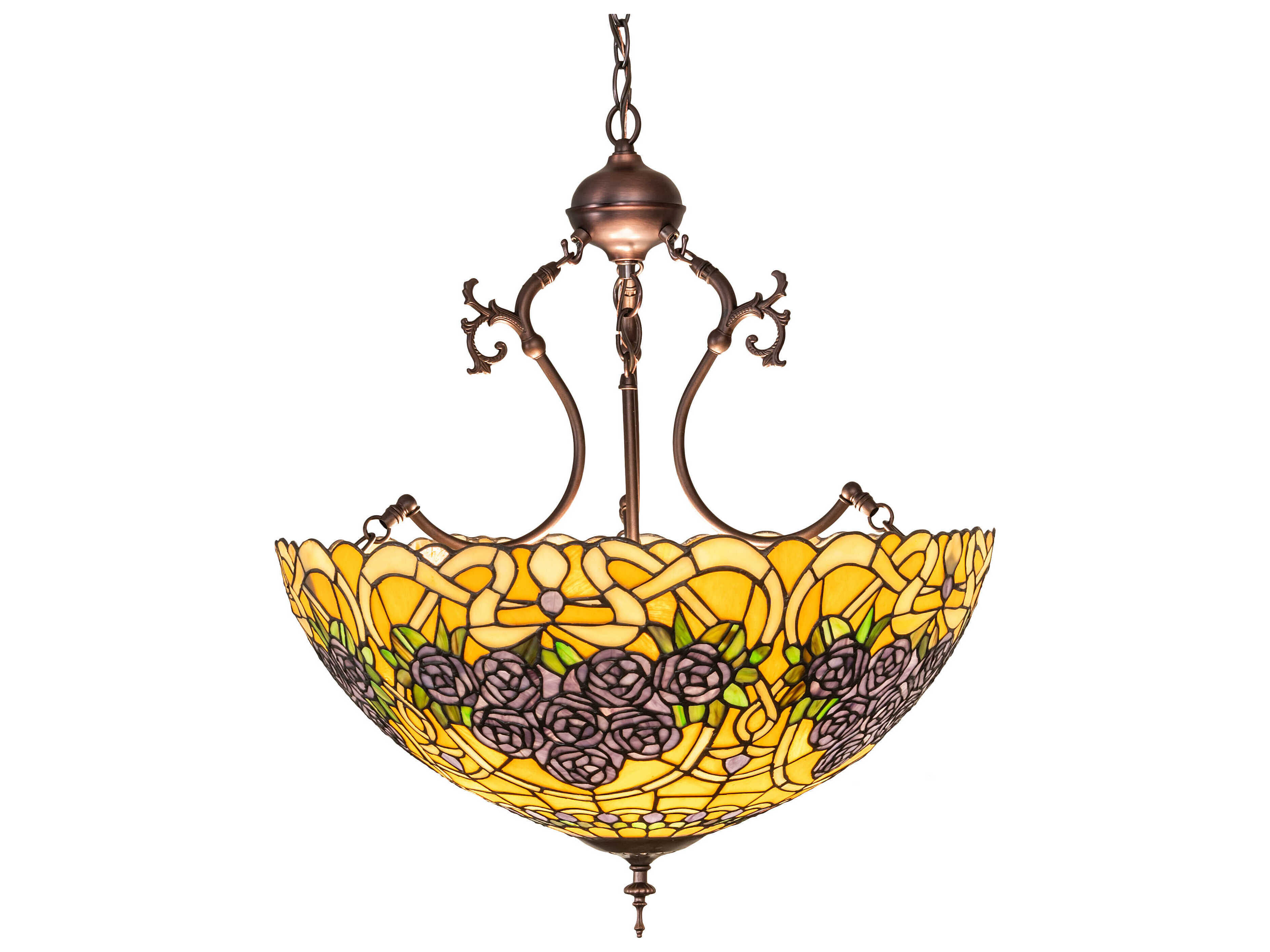 Meyda Rose Bouquet 3-Light Mahogany Bronze Bowl Pendant