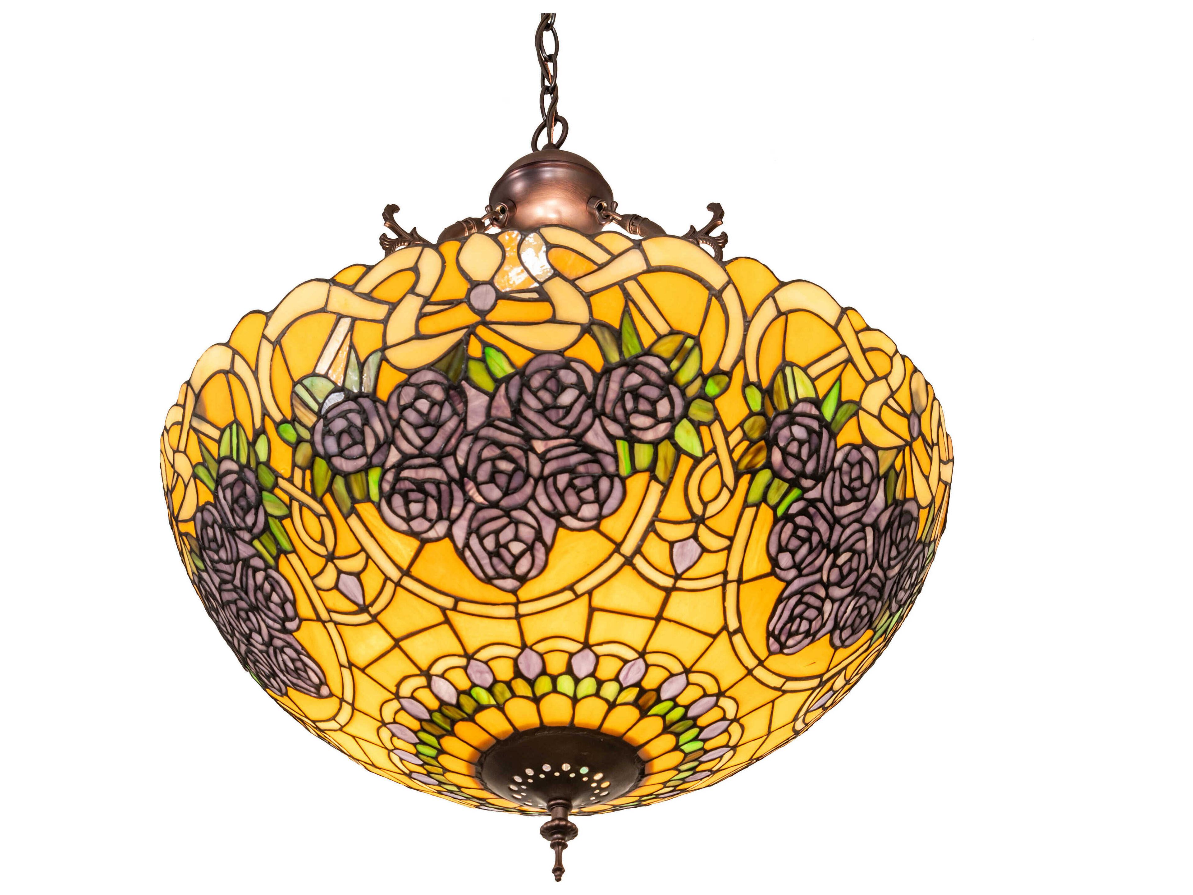 Meyda Rose Bouquet 3-Light Mahogany Bronze Bowl Pendant