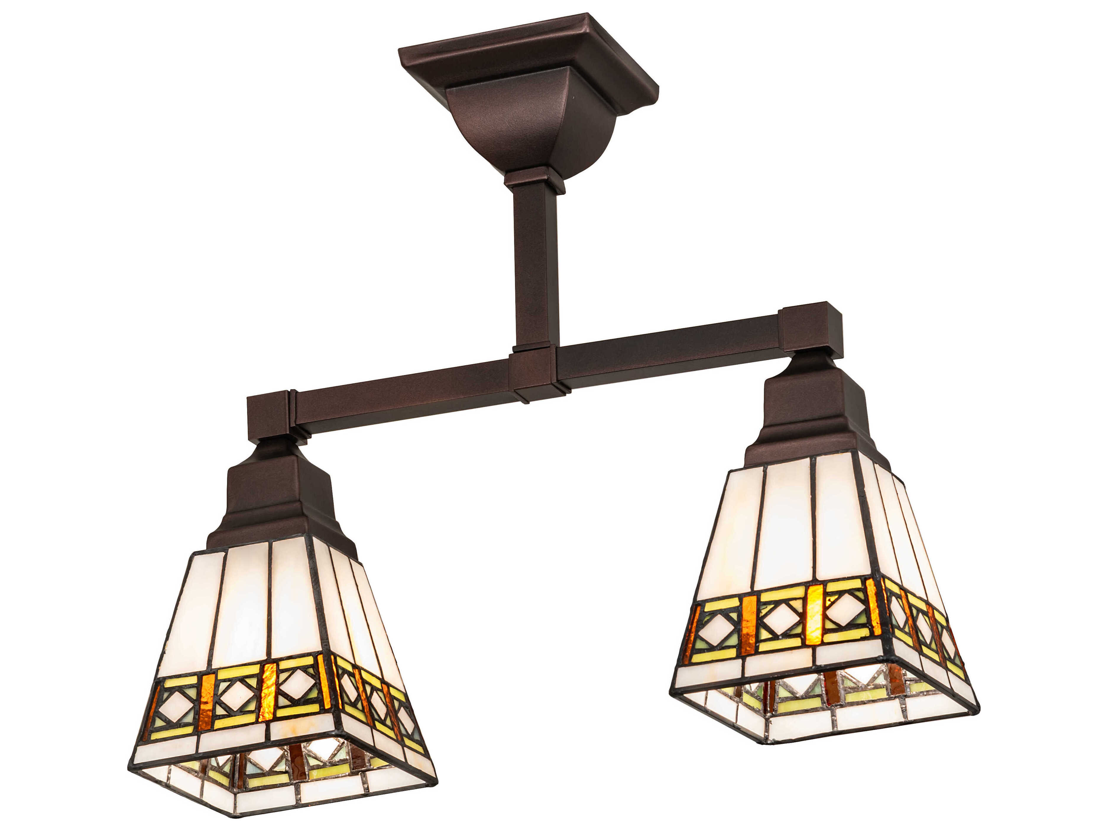 Meyda Diamond Band Mission 2-Light Mahogany Bronze Semi Flush Mount