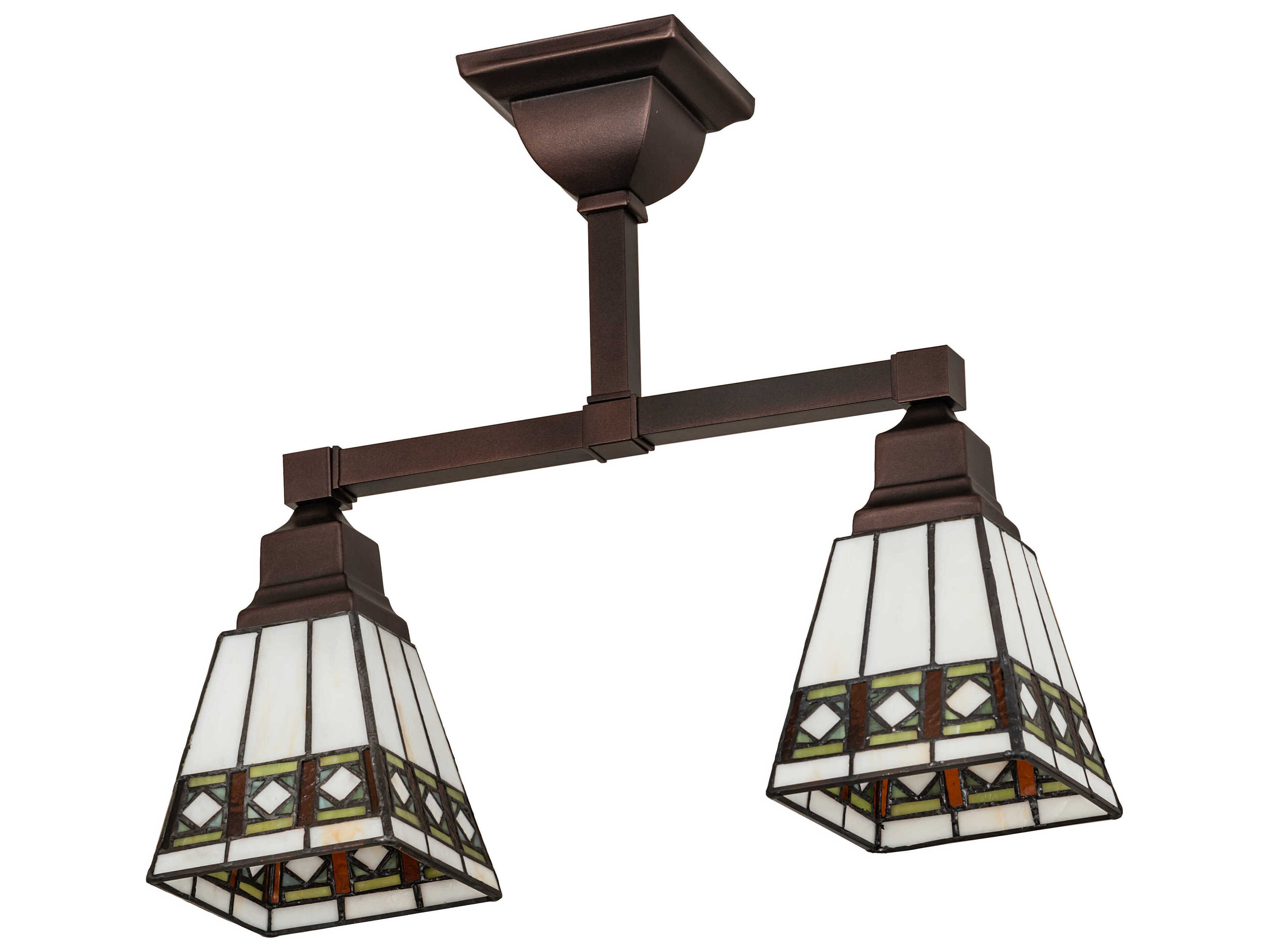 Meyda Diamond Band Mission 2-Light Mahogany Bronze Semi Flush Mount