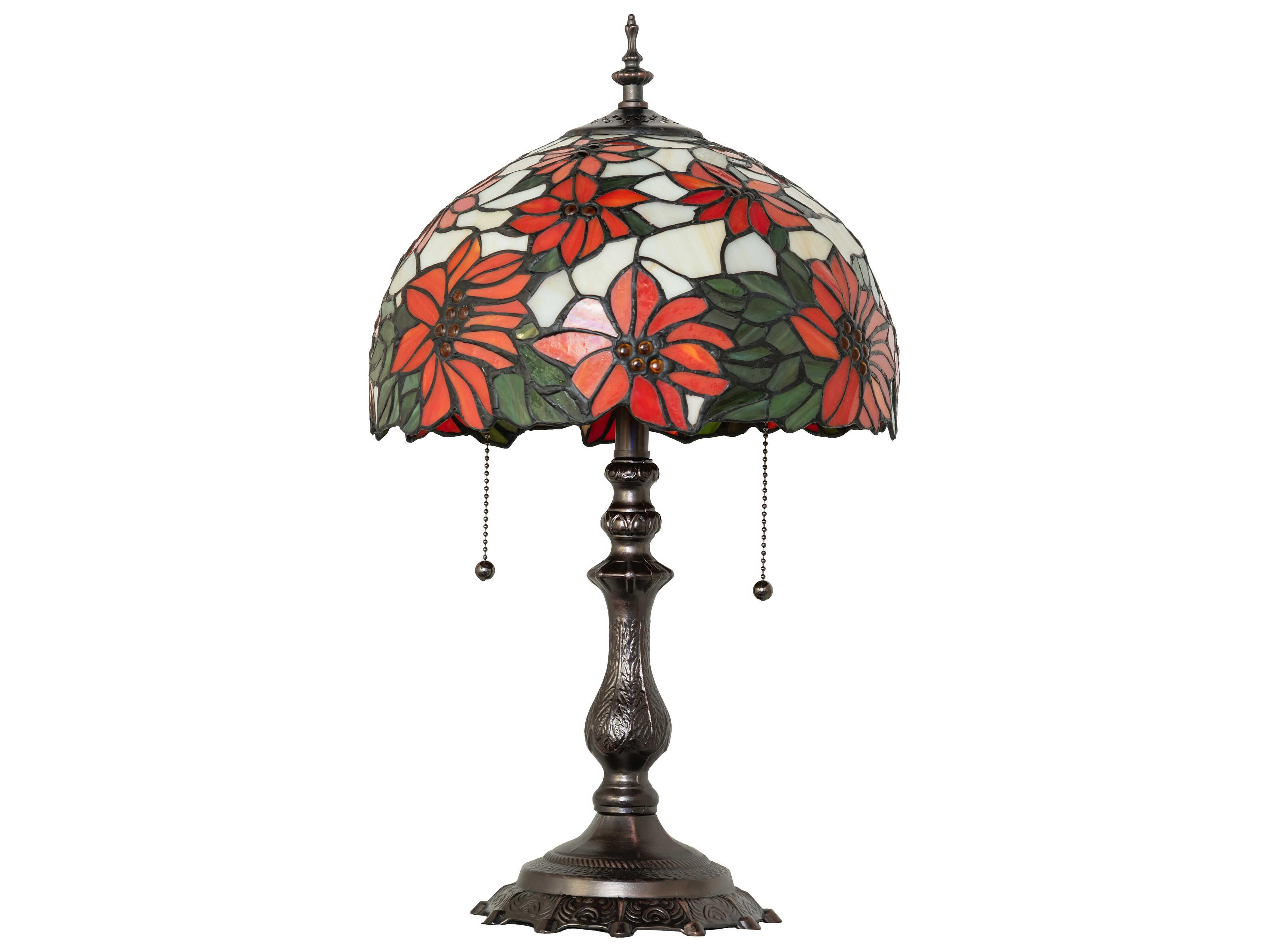 Meyda Poinsettia Mahogany Bronze Table Lamp
