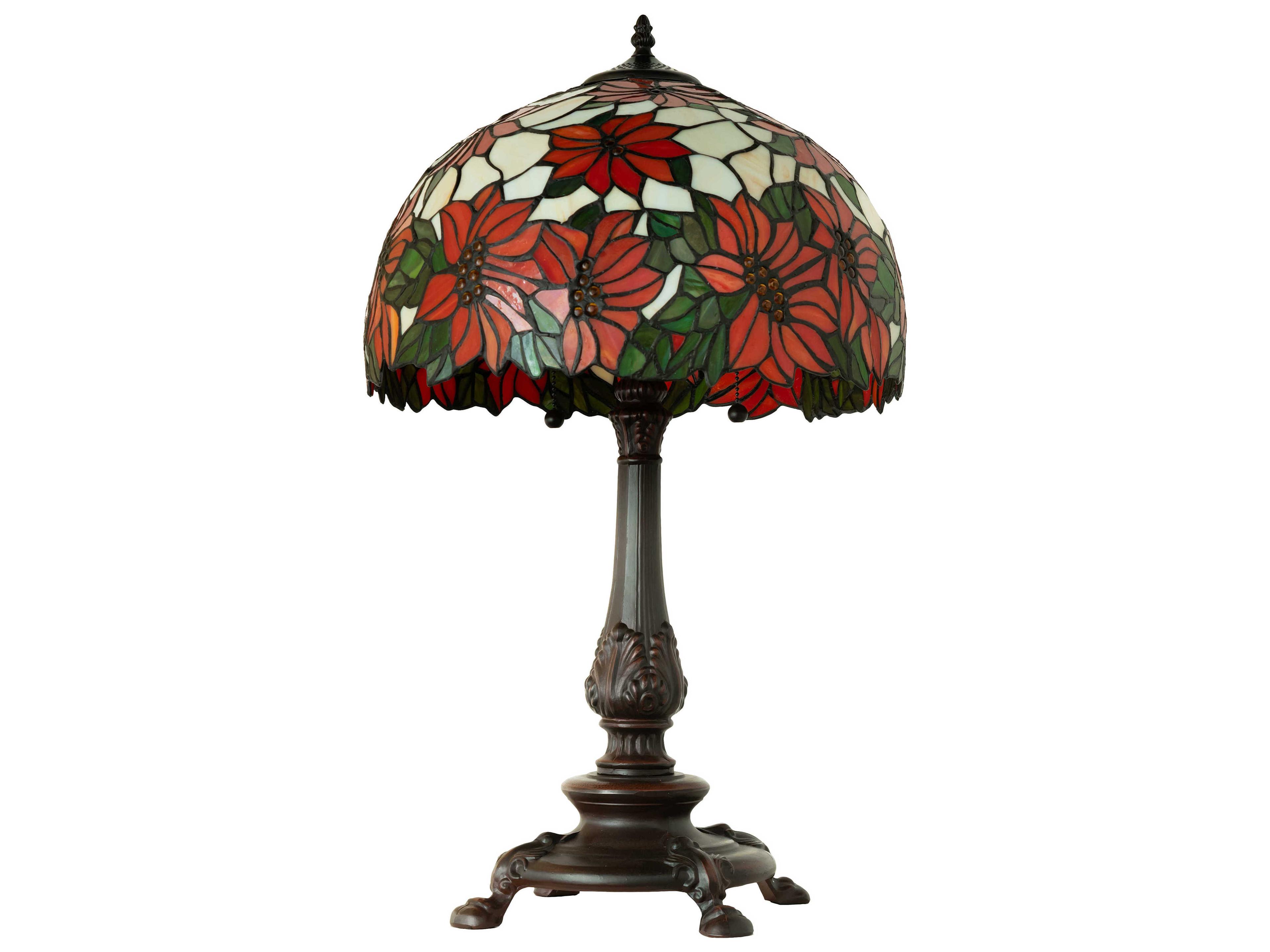 Meyda Poinsettia Mahogany Bronze Buffet Lamp