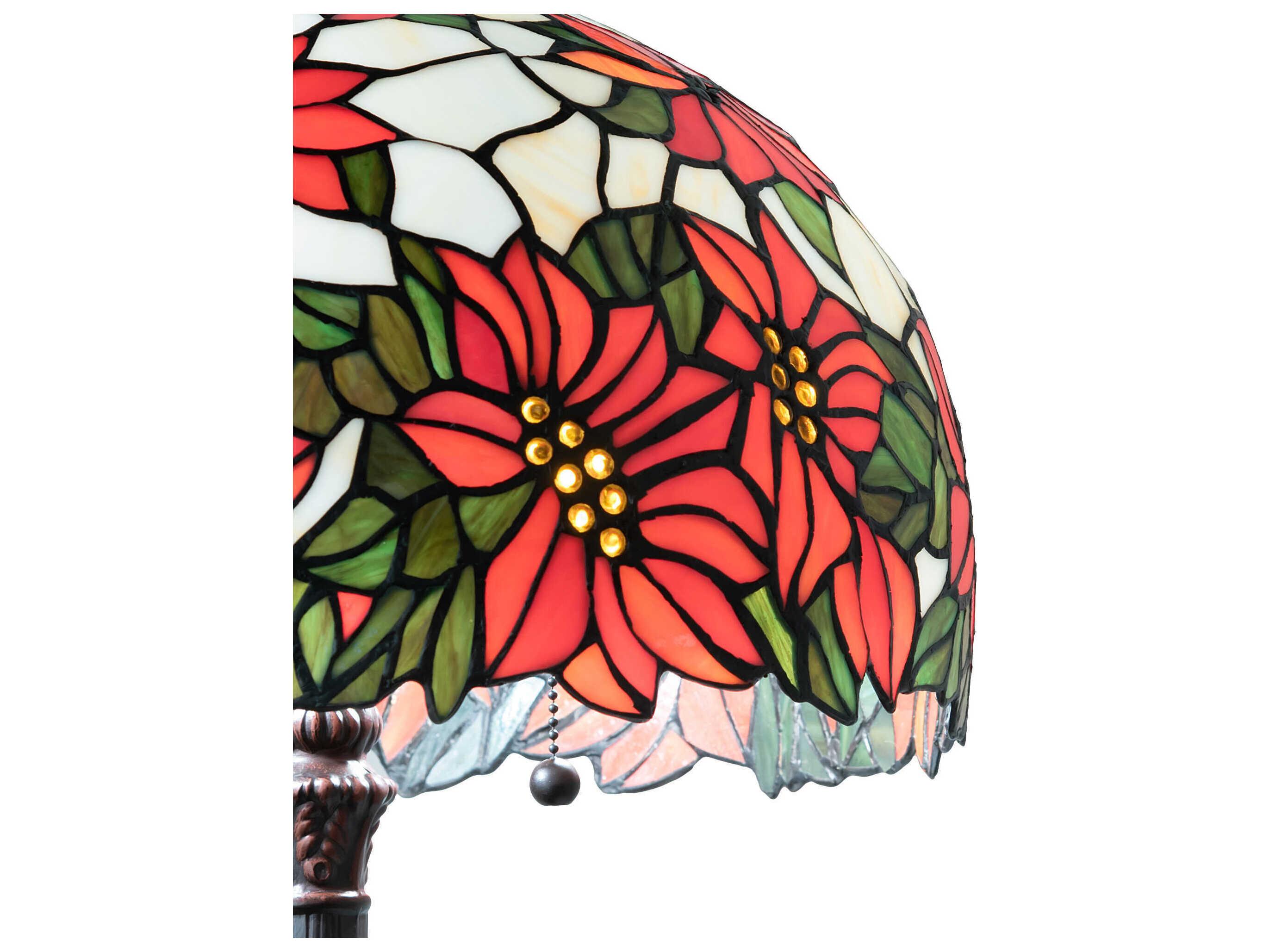 Meyda Poinsettia Mahogany Bronze Buffet Lamp