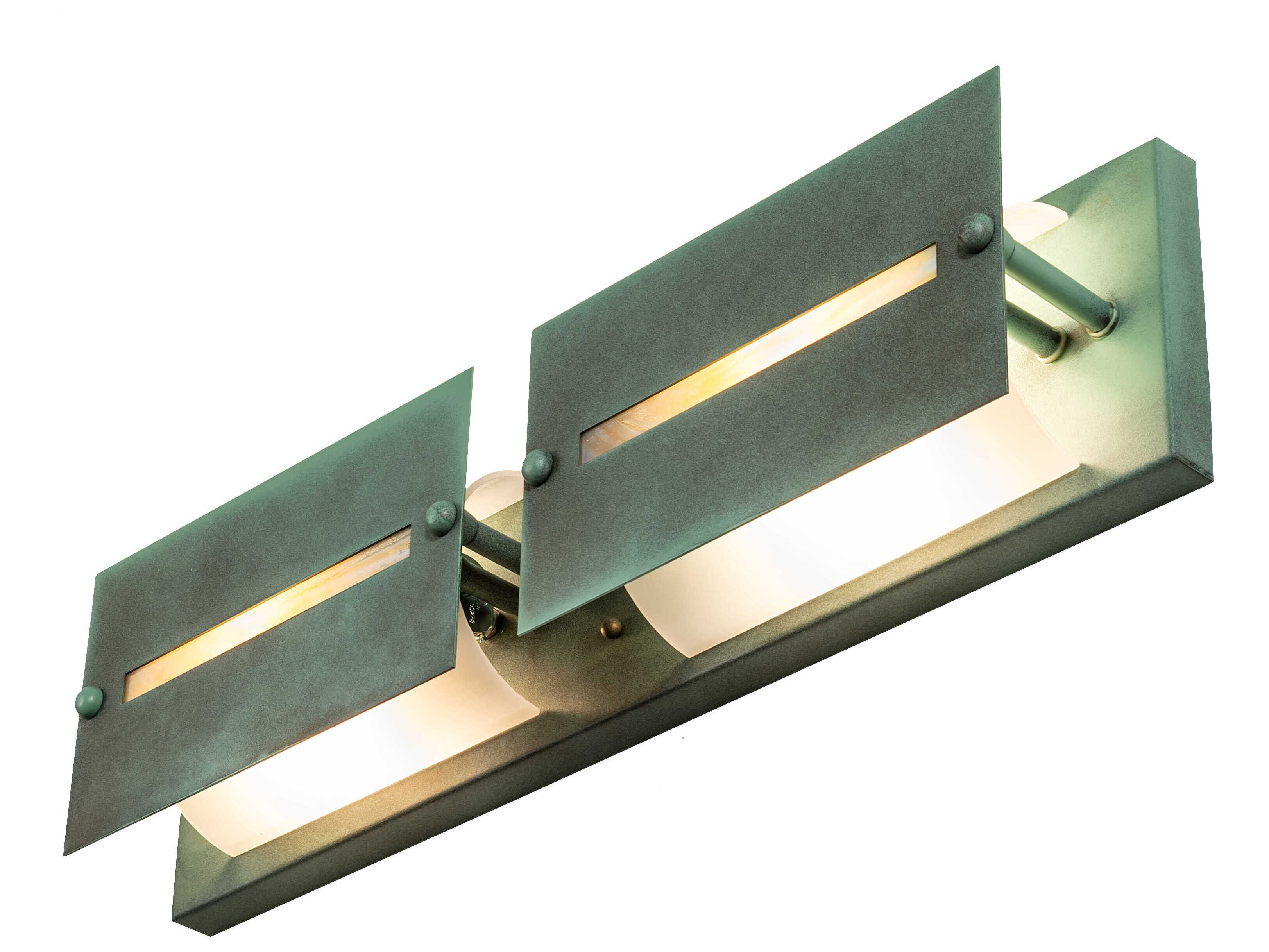 Meyda Moss Creek Tall 2-Light Aged Copper Over Antique Copper Vanity Light