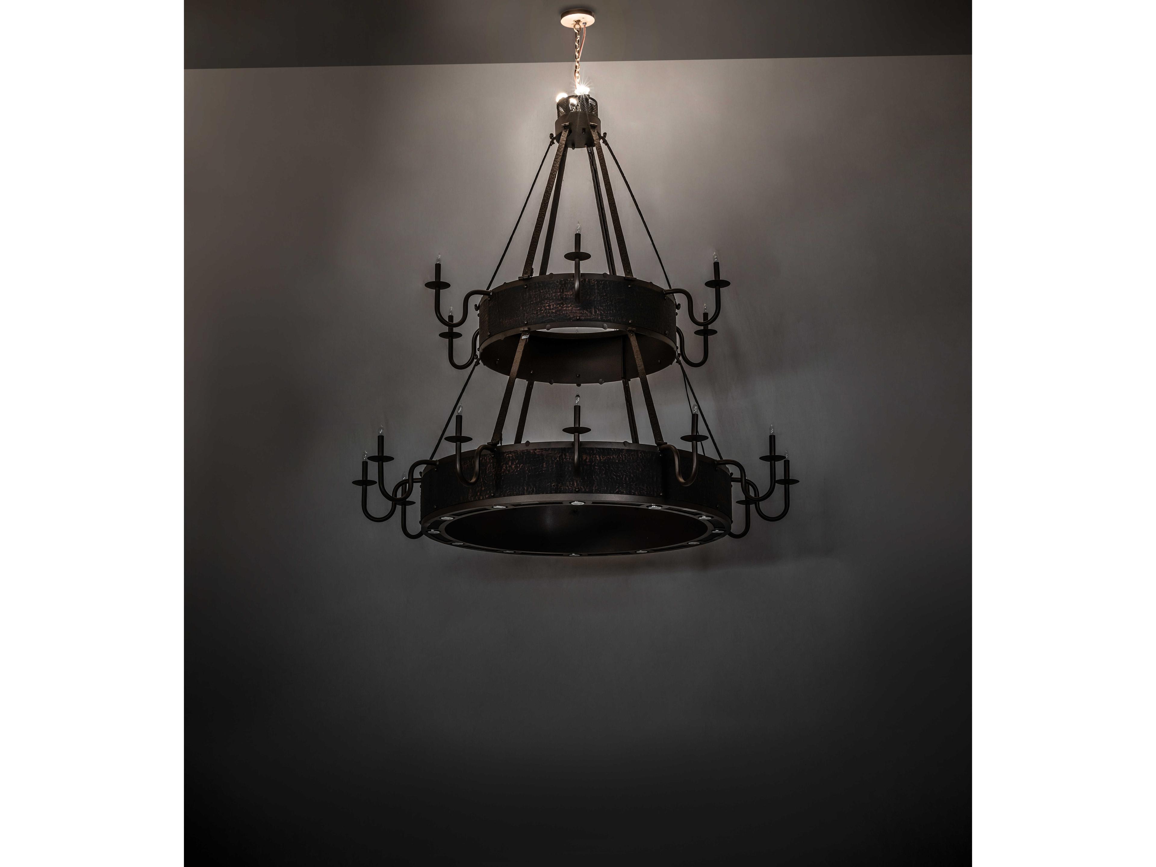 Meyda Costello 12-Light Tyler Bronze & Blackened Textured Copper Traditional Tiered Chandelier