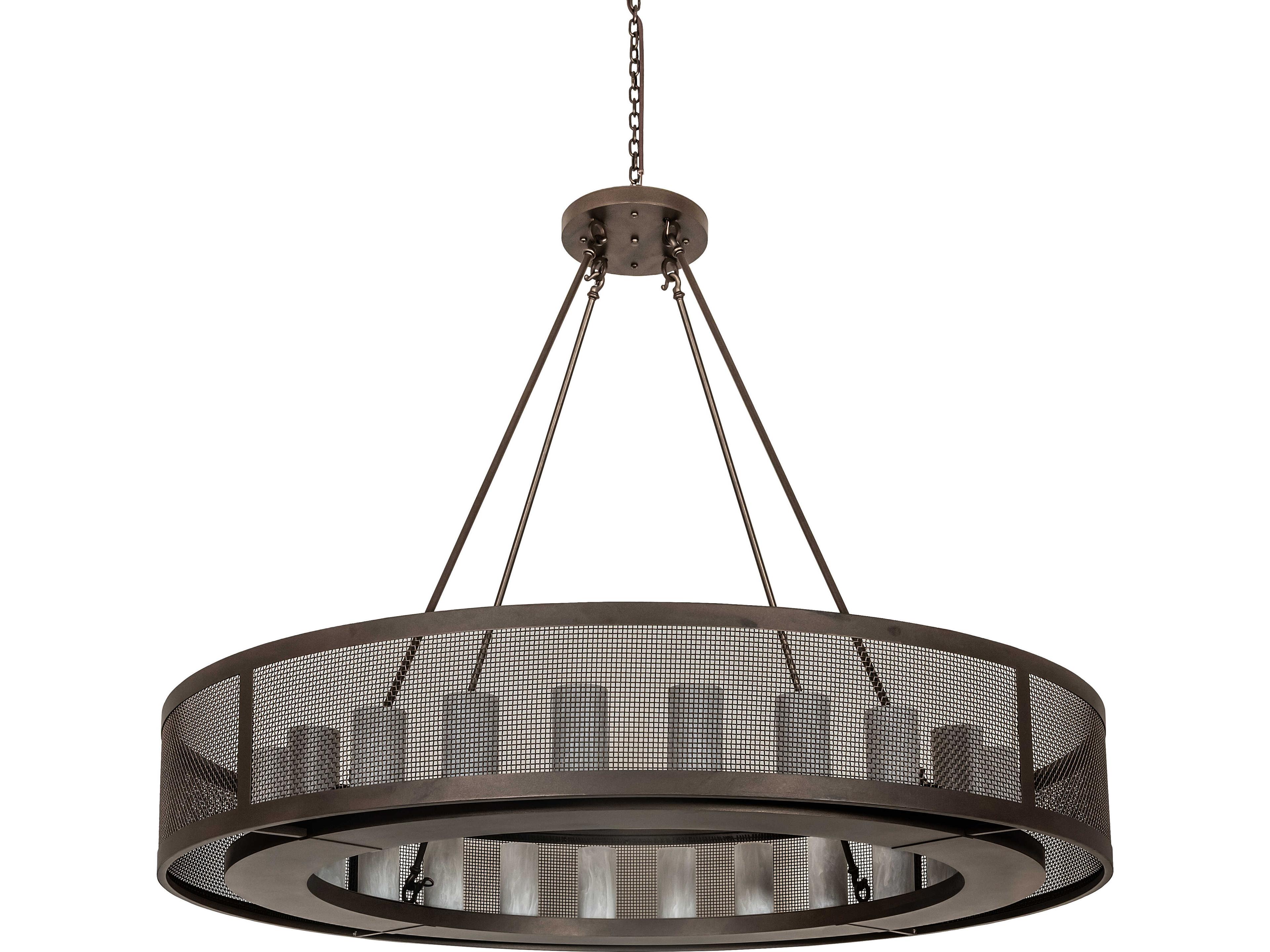 Meyda Loxley 24-Light Whitestone Idalight Bronze Cylinder Geometric Chandelier