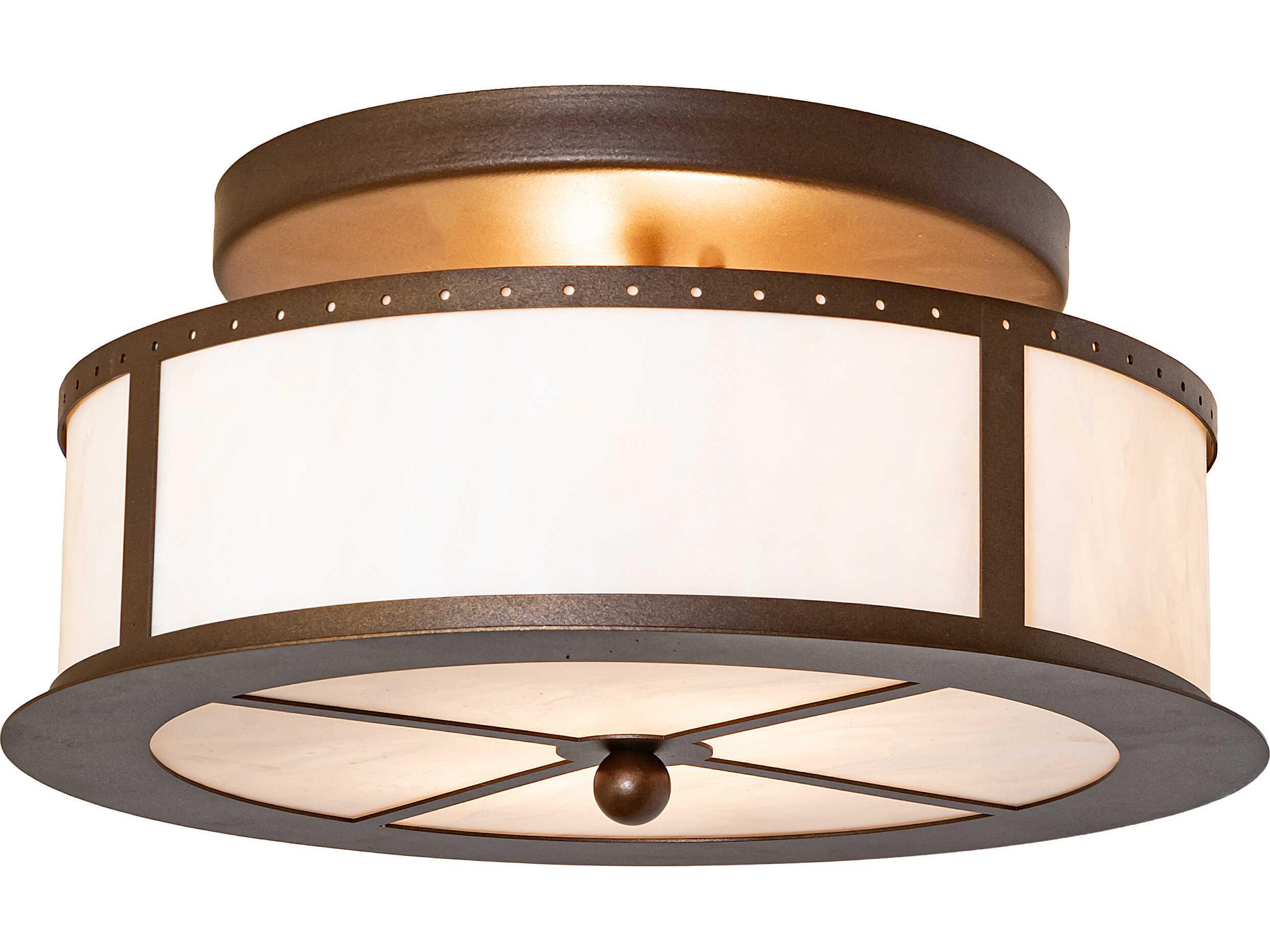 Meyda Smythe 2-Light Whitestone Idalight Bronze Flush Mount
