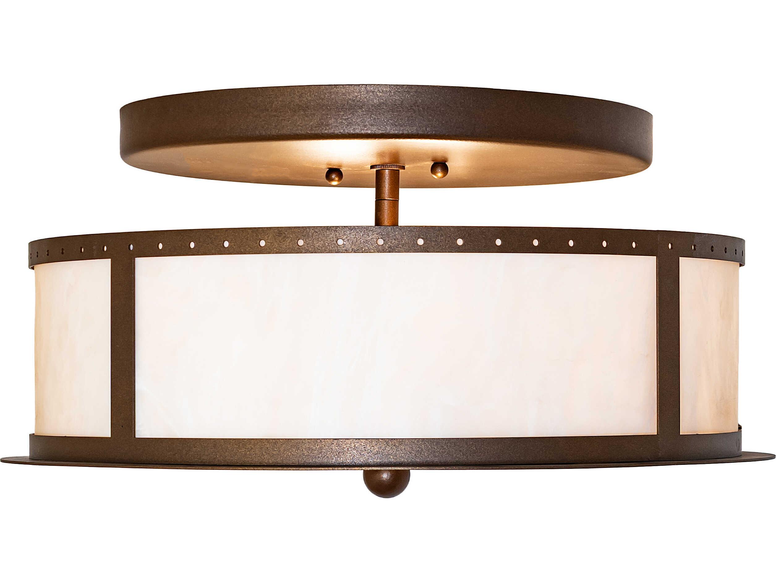Meyda Smythe 2-Light Whitestone Idalight Bronze Flush Mount