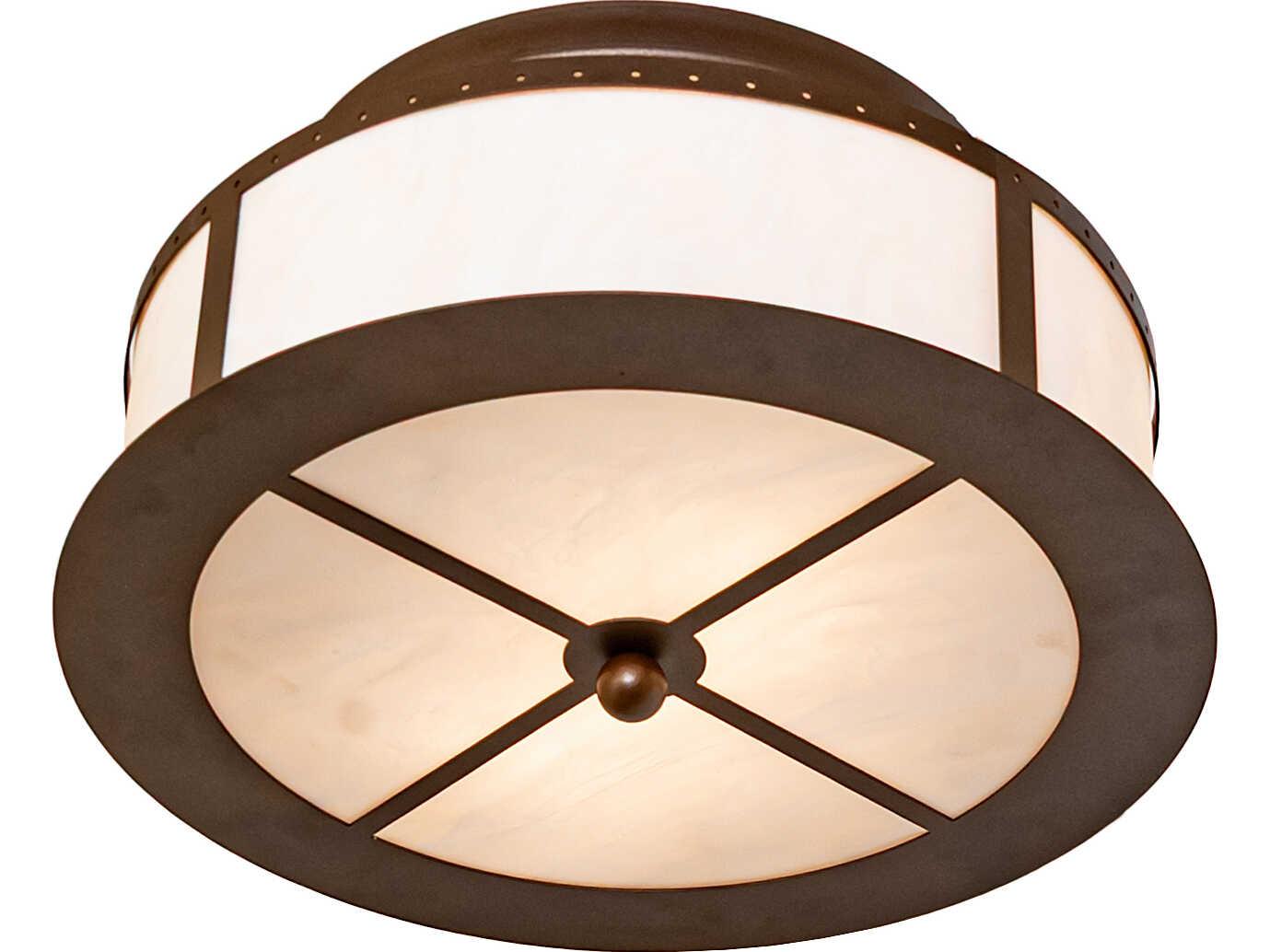 Meyda Smythe 2-Light Whitestone Idalight Bronze Flush Mount