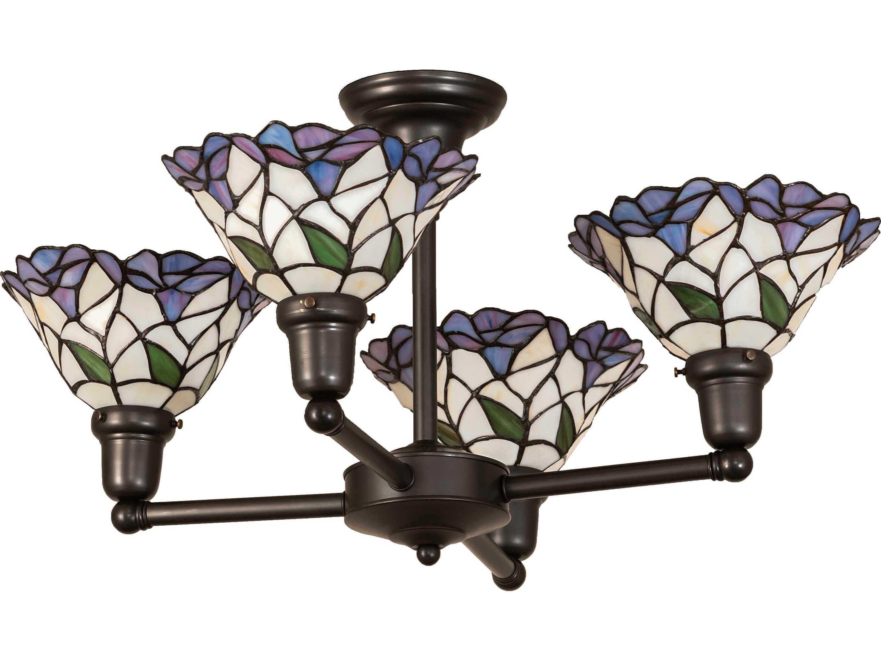Meyda Daffodil 4-Light Craftsman Brown Chandelier