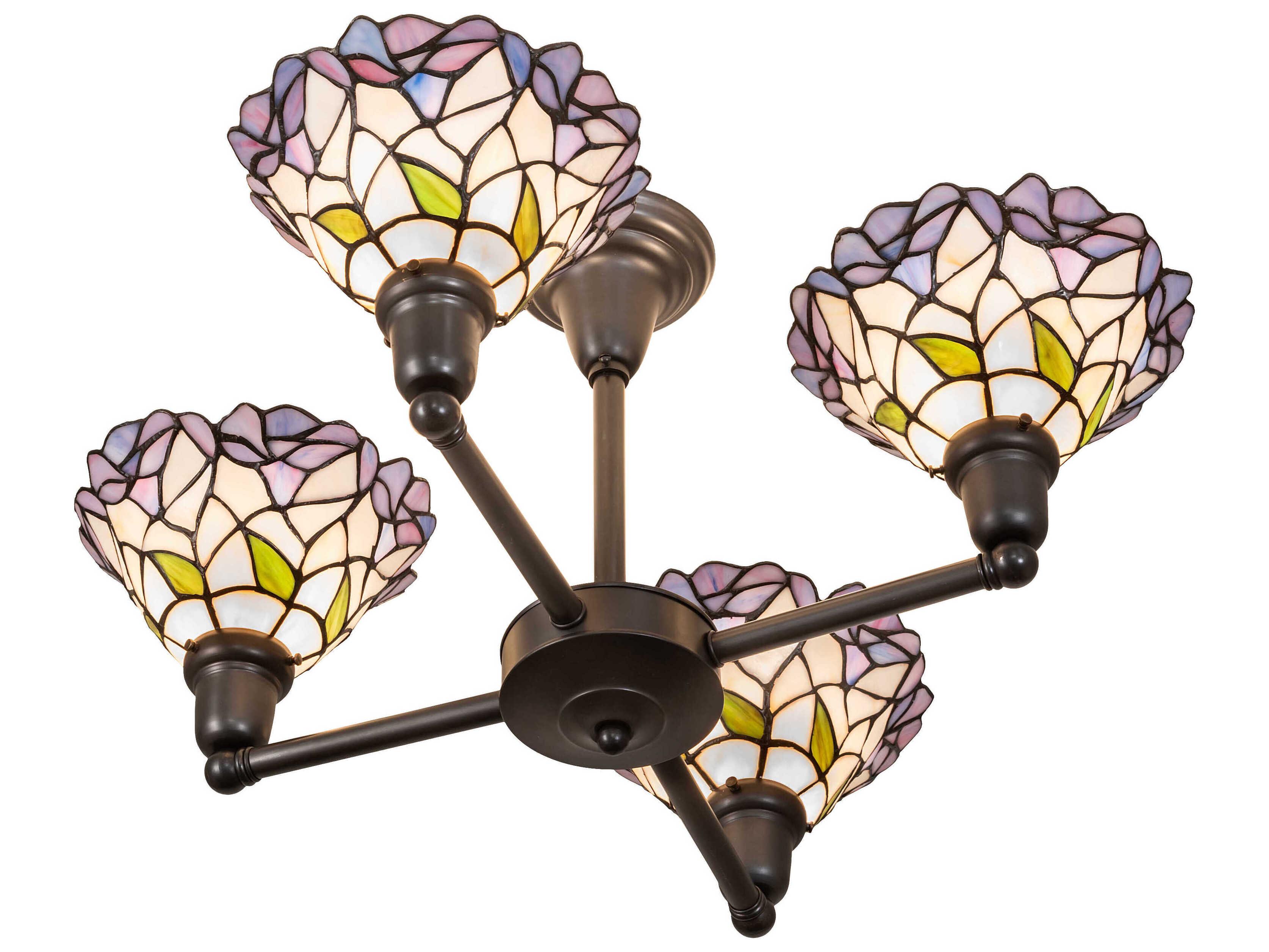 Meyda Daffodil 4-Light Craftsman Brown Chandelier