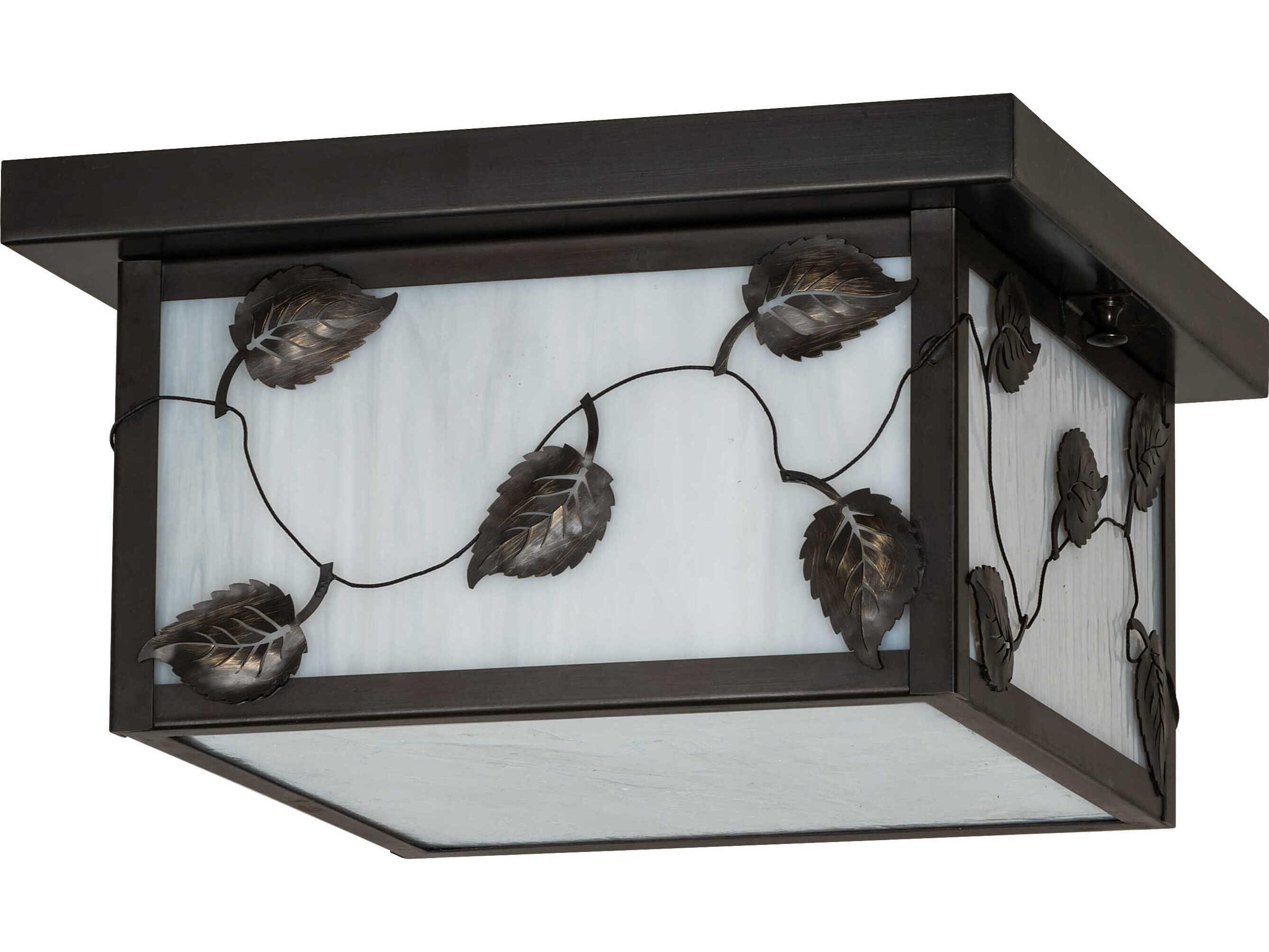 Meyda Hyde Park 2-Light Craftsman Brown Flush Mount