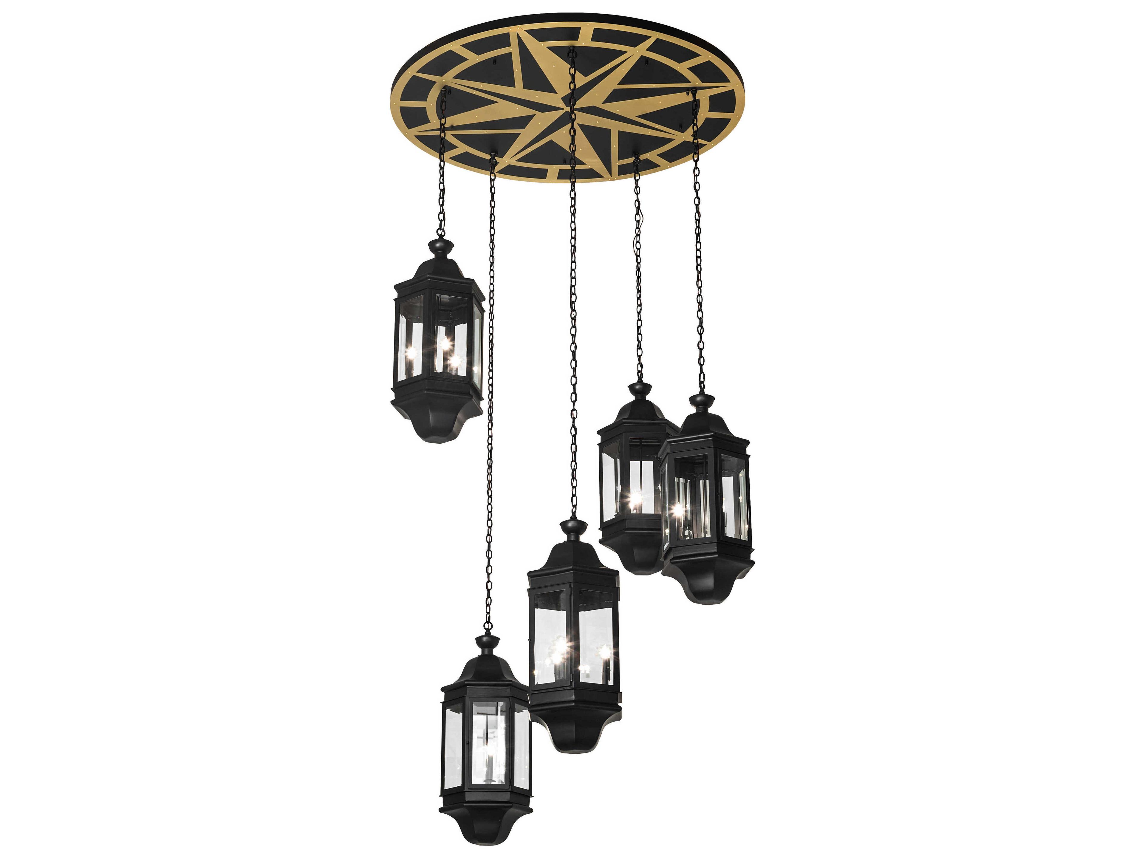 Meyda Gascony 15-Light Solar Black Traditional Lantern Pendant