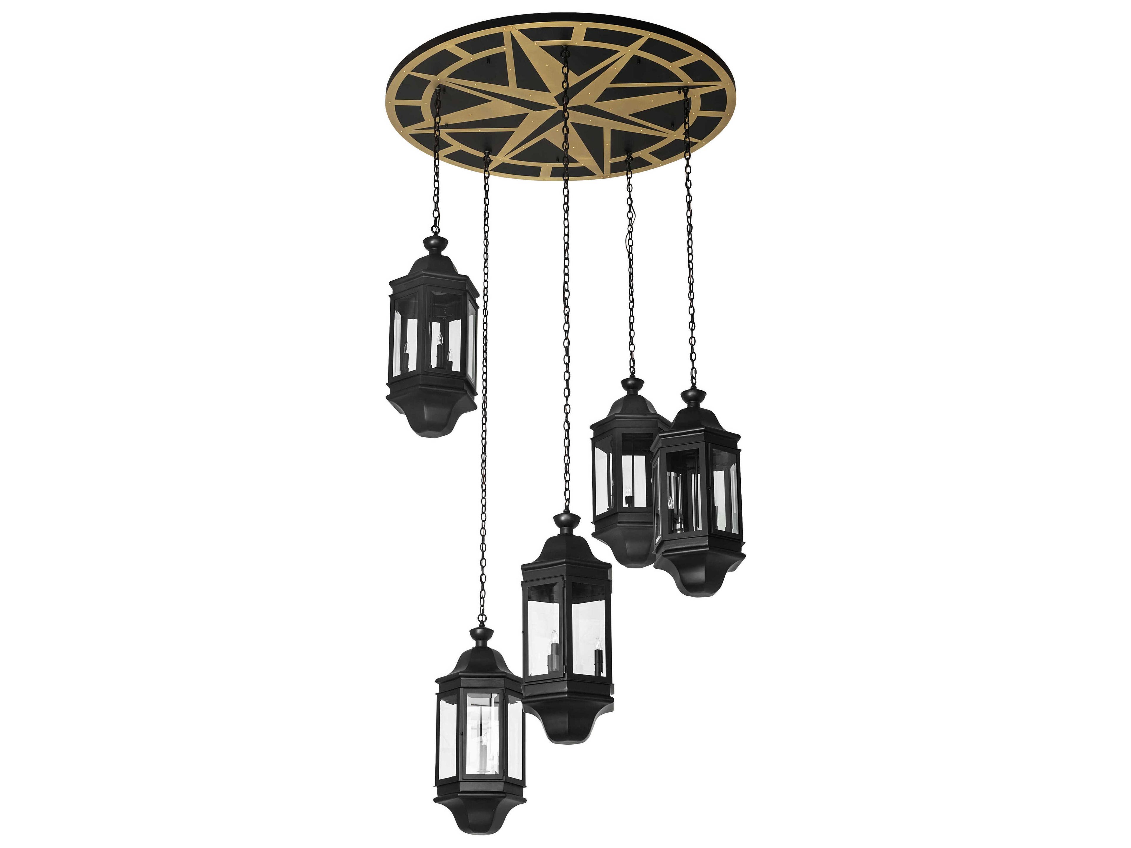 Meyda Gascony 15-Light Solar Black Traditional Lantern Pendant