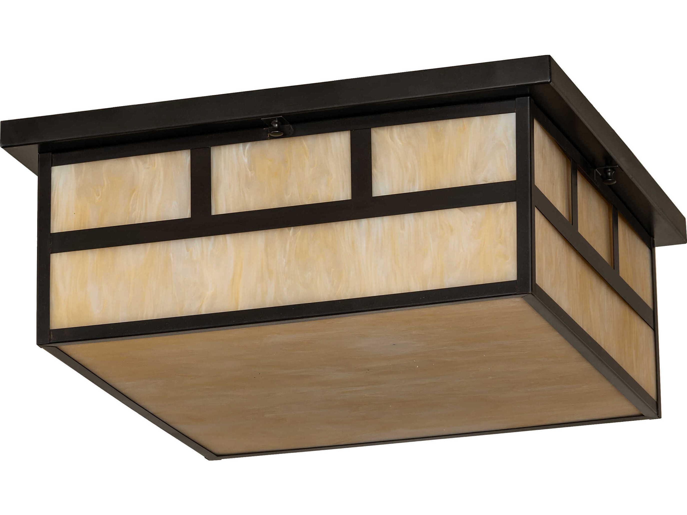 Meyda Hyde Park 4-Light Craftsman Brown Flush Mount