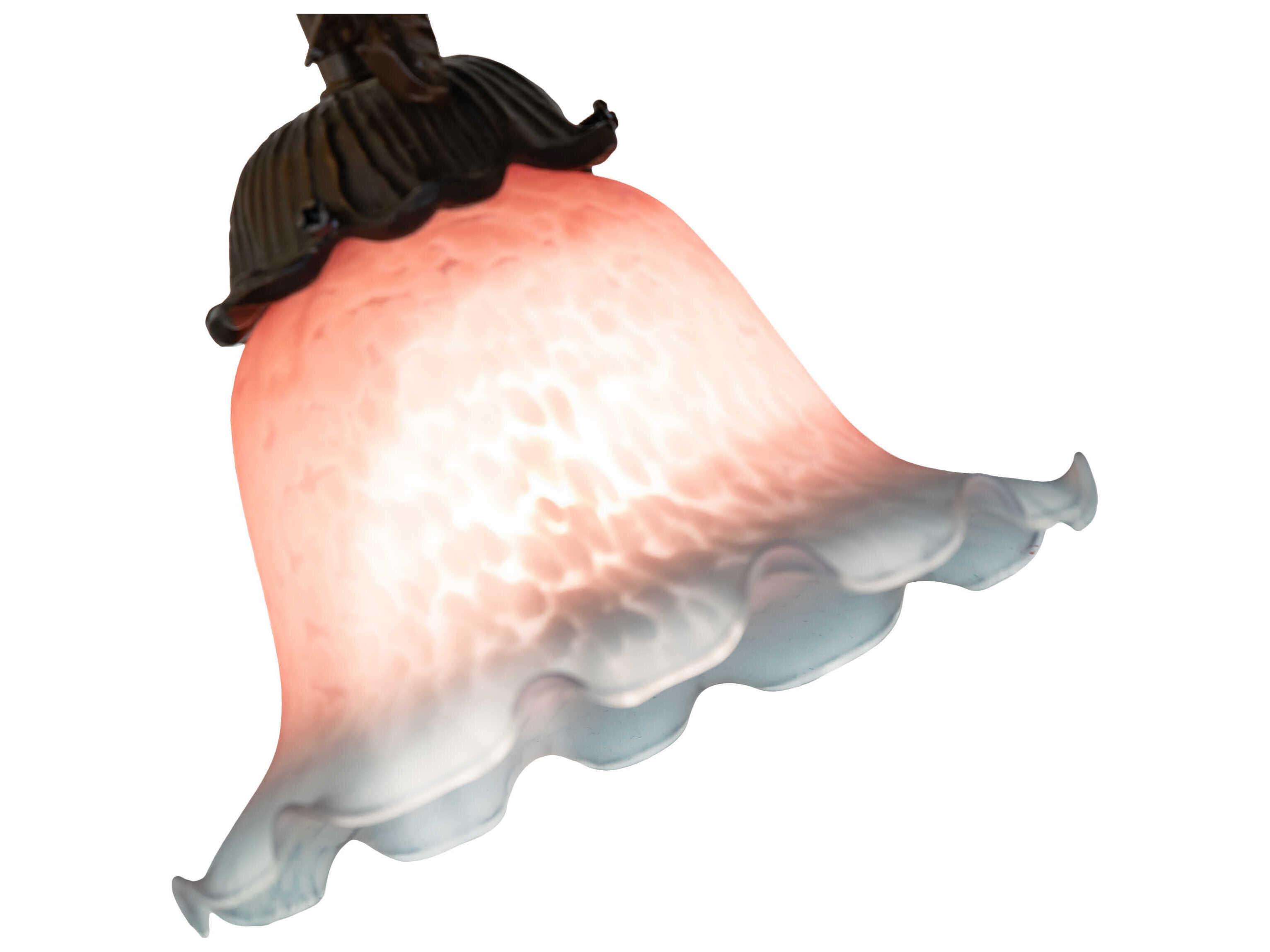 Meyda Fluted Bell Cherub on Swing Pink / Blue Glass Table Lamp