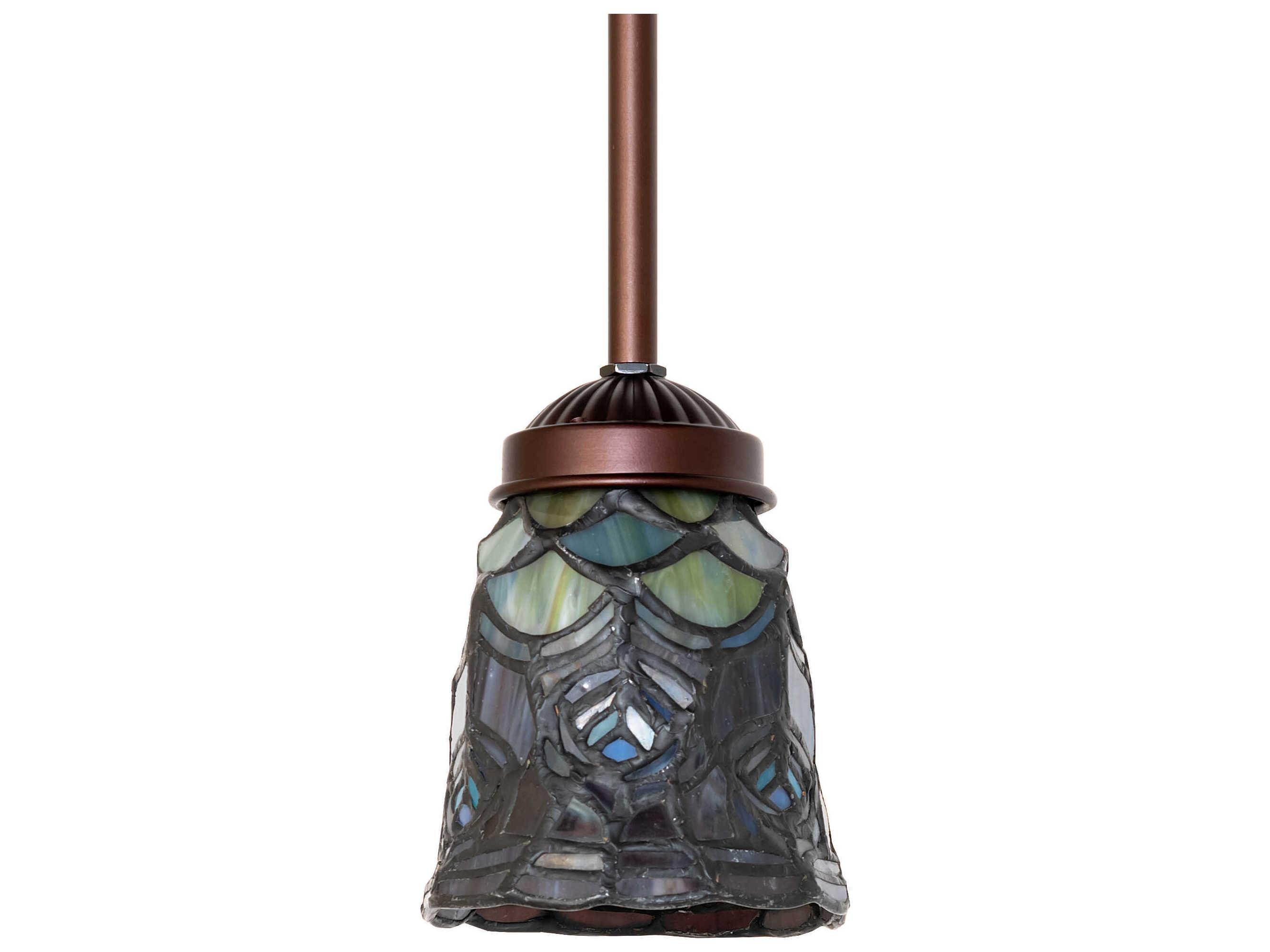Meyda Tiffany Peacock Feather 1-Light Orange Bell Mini Pendant