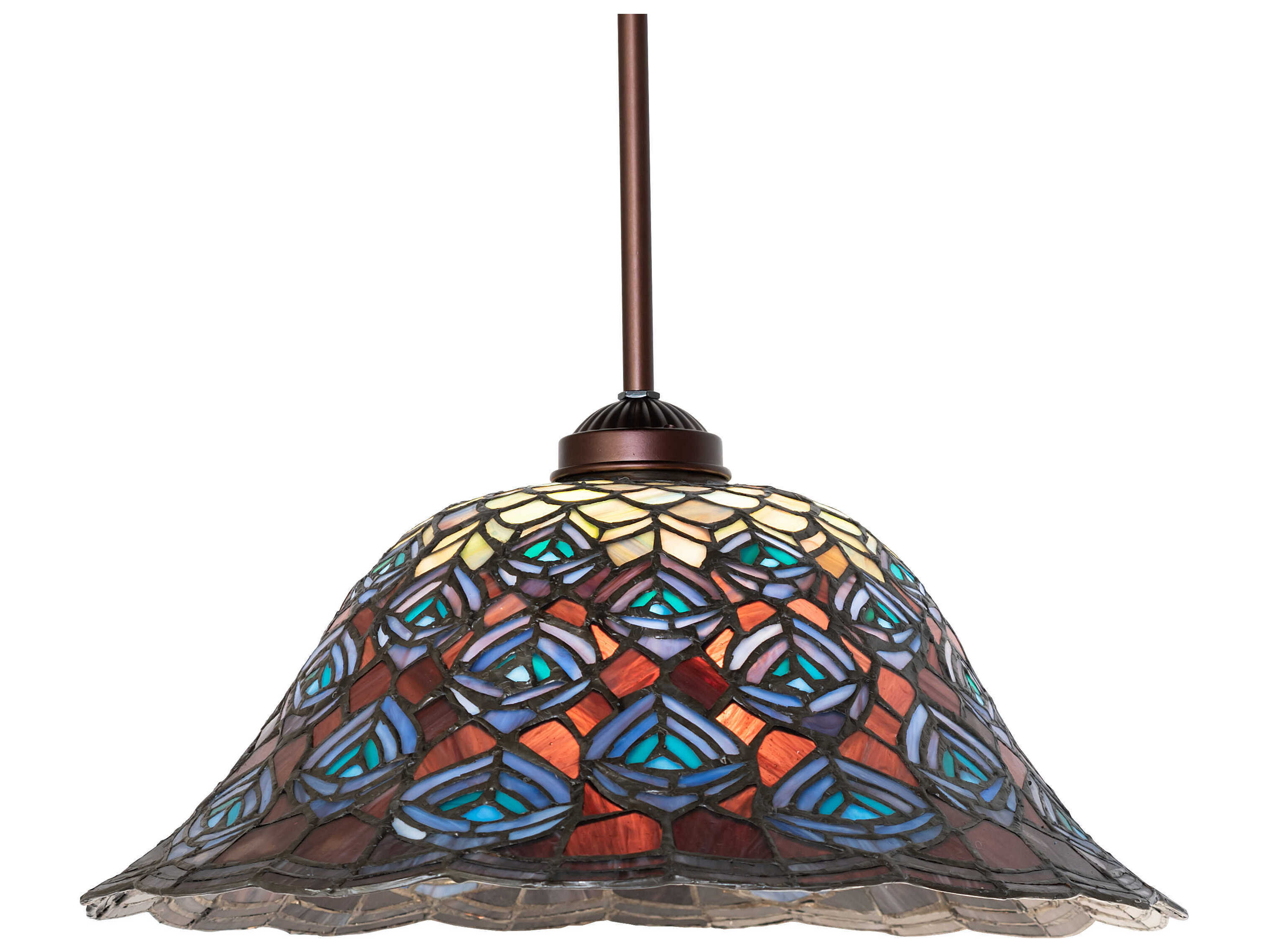 Meyda Tiffany Peacock Feather 1-Light Blue Dome Pendant