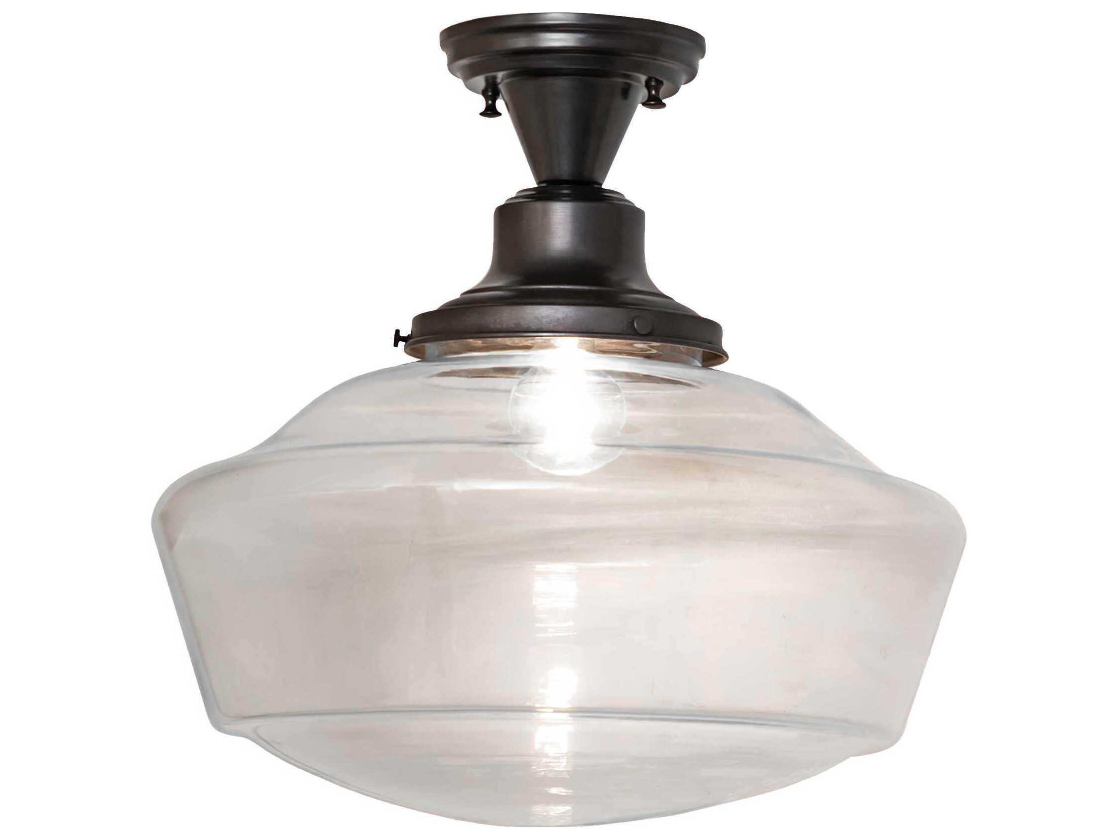 Meyda Revival 1-Light Craftsman Brown Semi Flush Mount