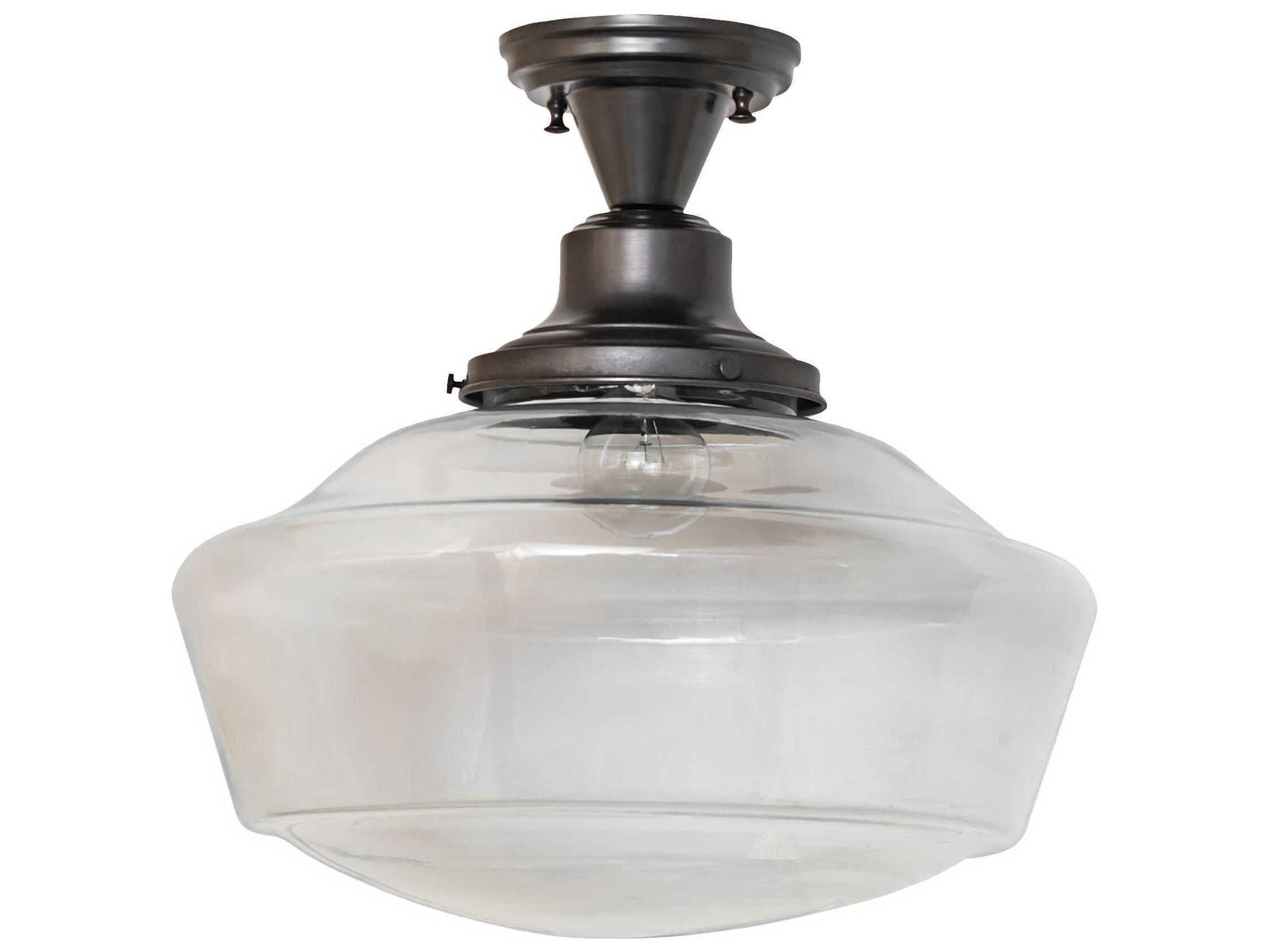 Meyda Revival 1-Light Craftsman Brown Semi Flush Mount
