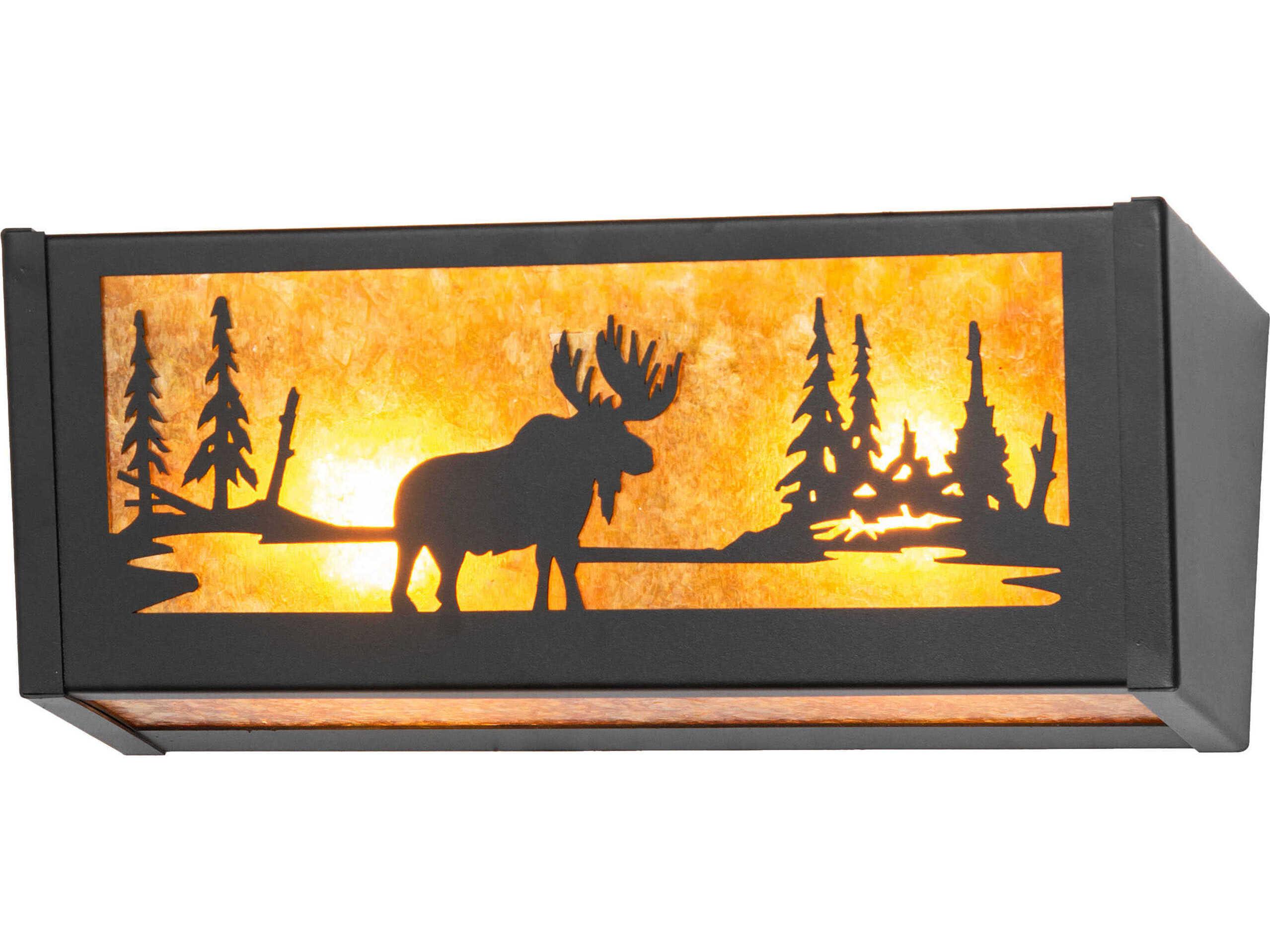 Meyda Moose At Lake 2-Light Textured Black Vanity Light