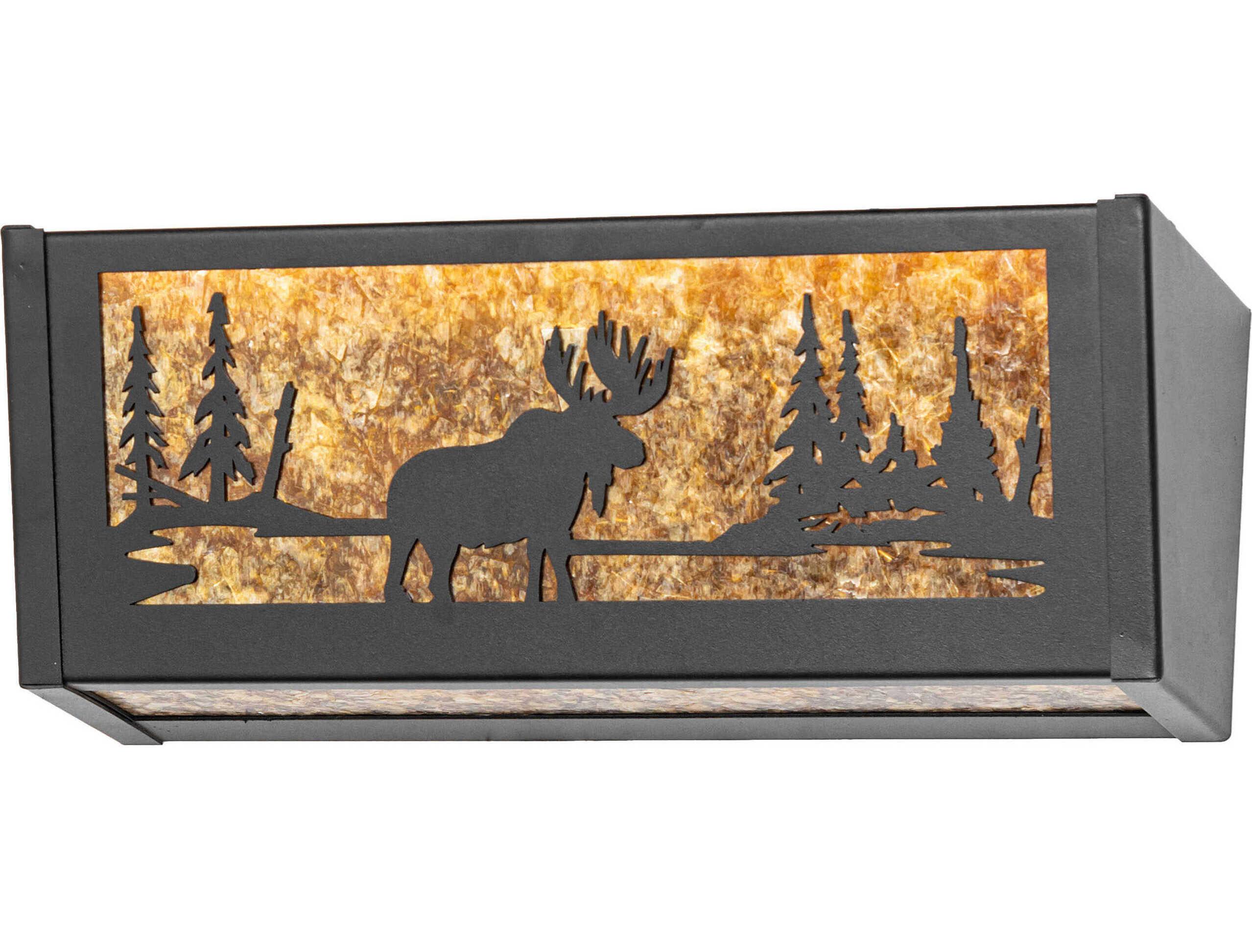 Meyda Moose At Lake 2-Light Textured Black Vanity Light