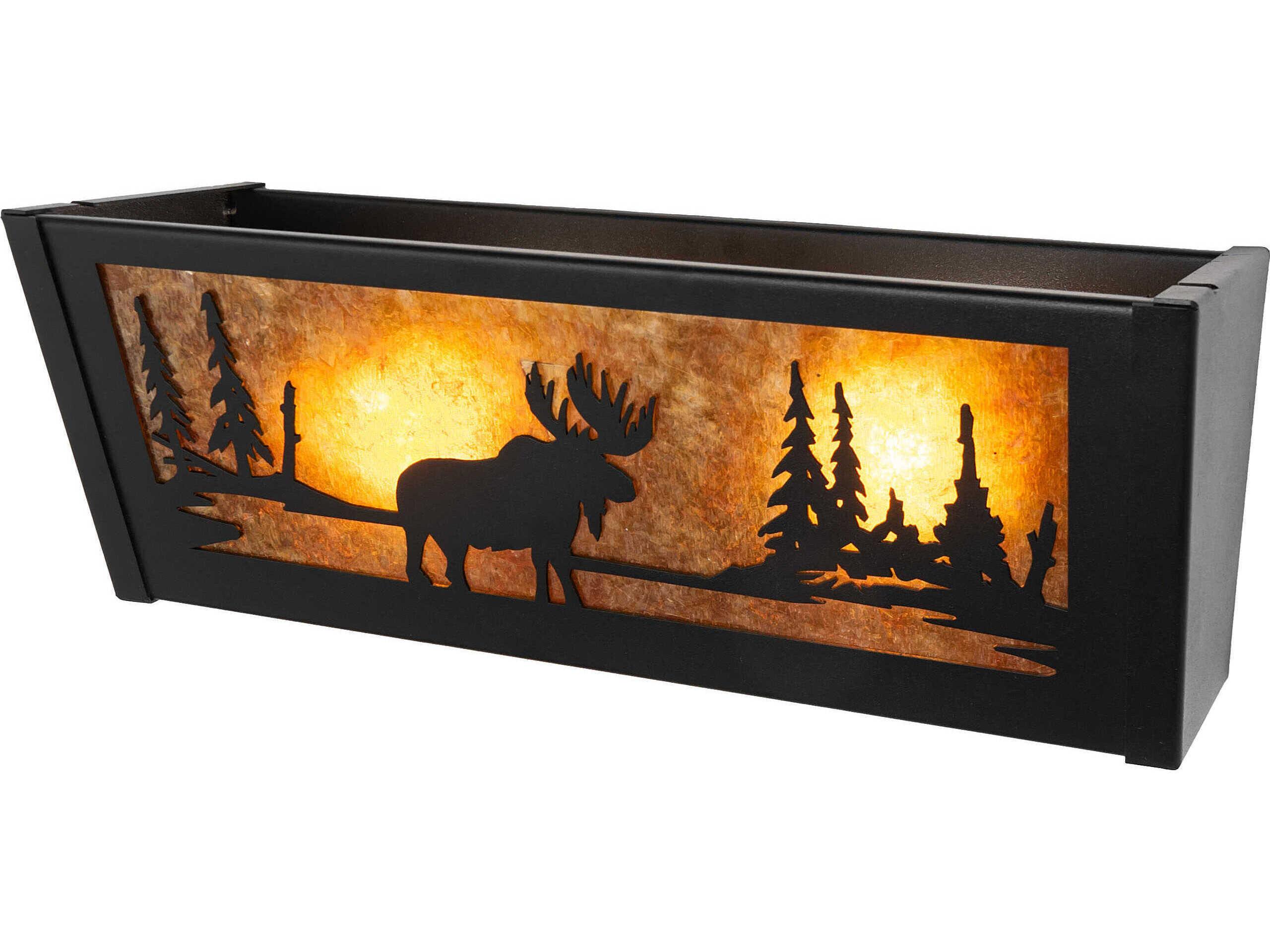 Meyda Moose At Lake 2-Light Textured Black Vanity Light
