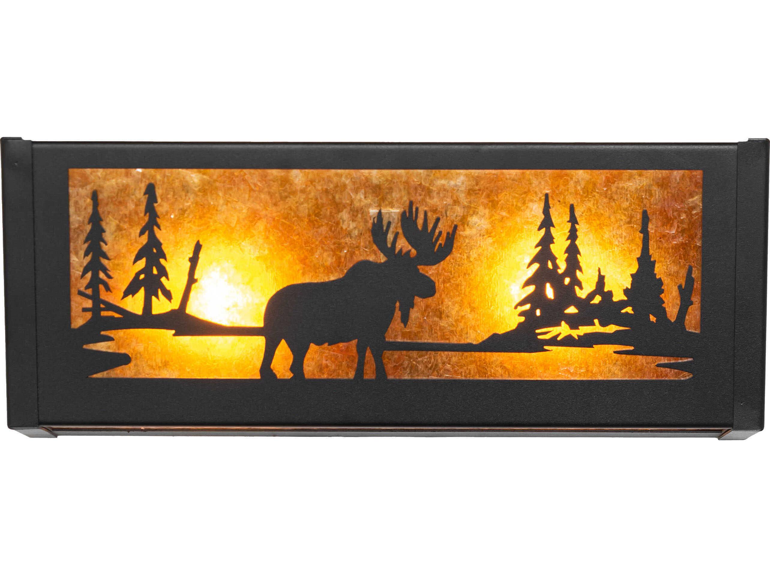 Meyda Moose At Lake 2-Light Textured Black Vanity Light