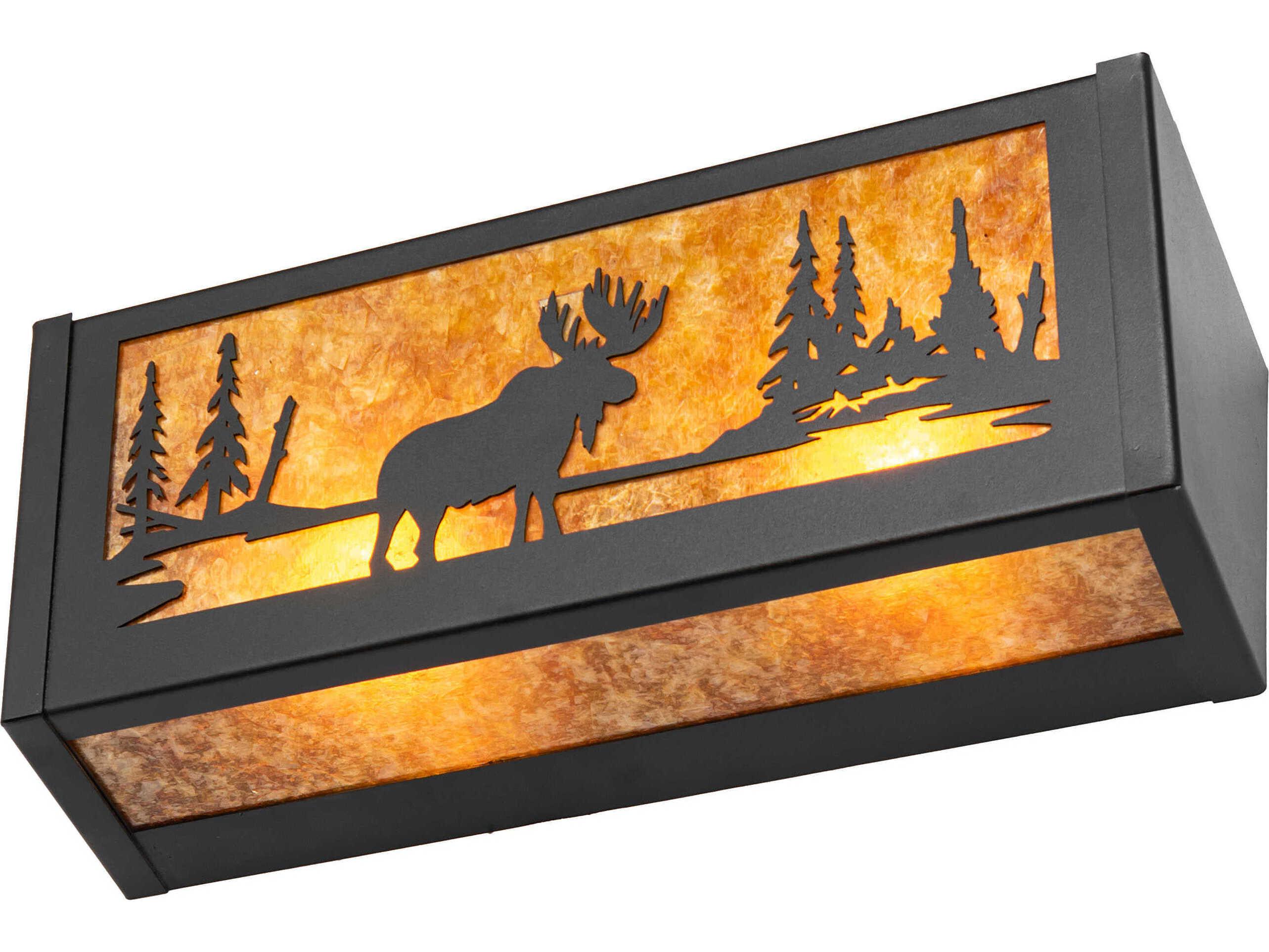 Meyda Moose At Lake 2-Light Textured Black Vanity Light