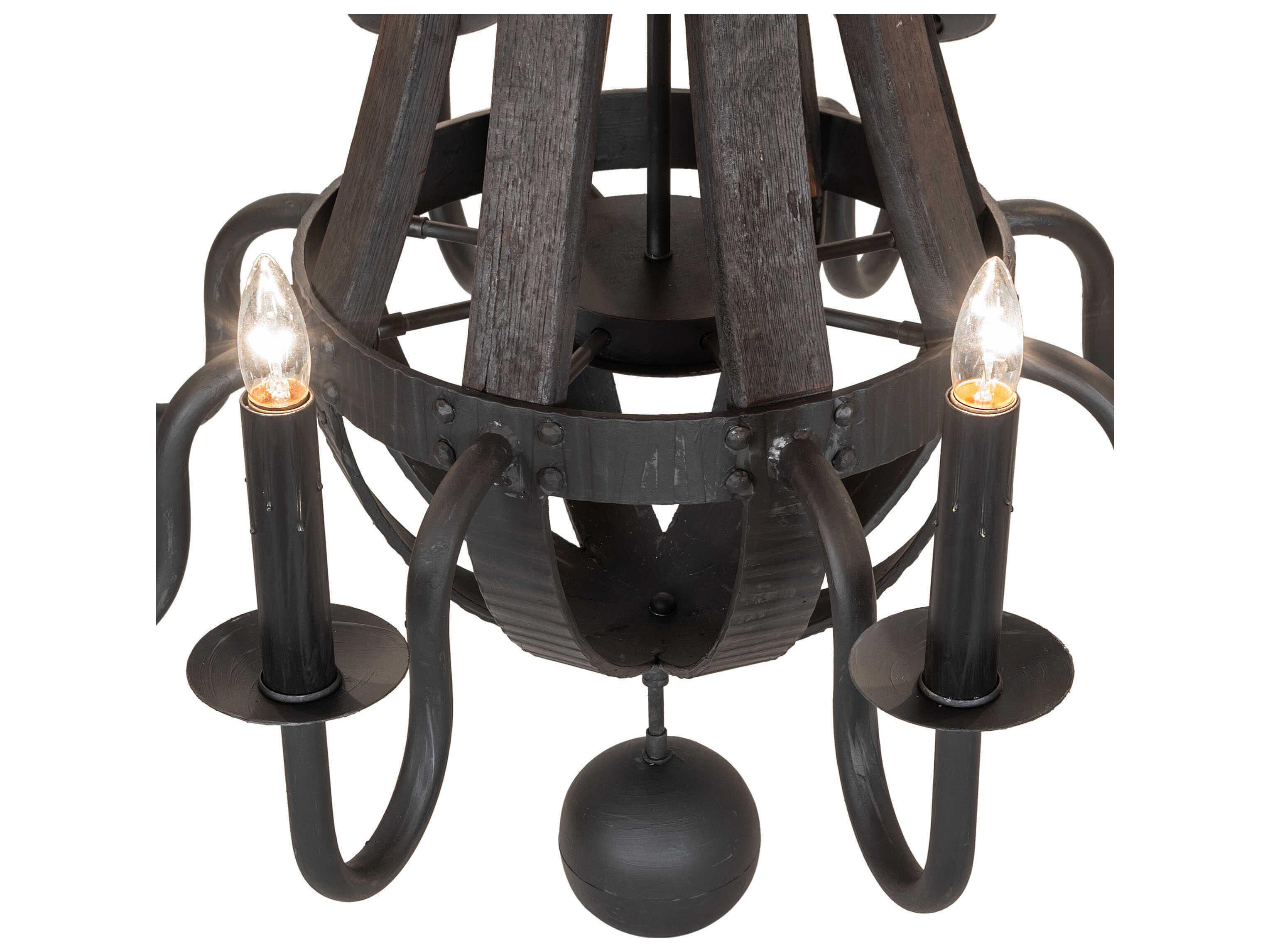 Meyda Barrel Stave Madera 8-Light Costello Black Charred Wood Chandelier