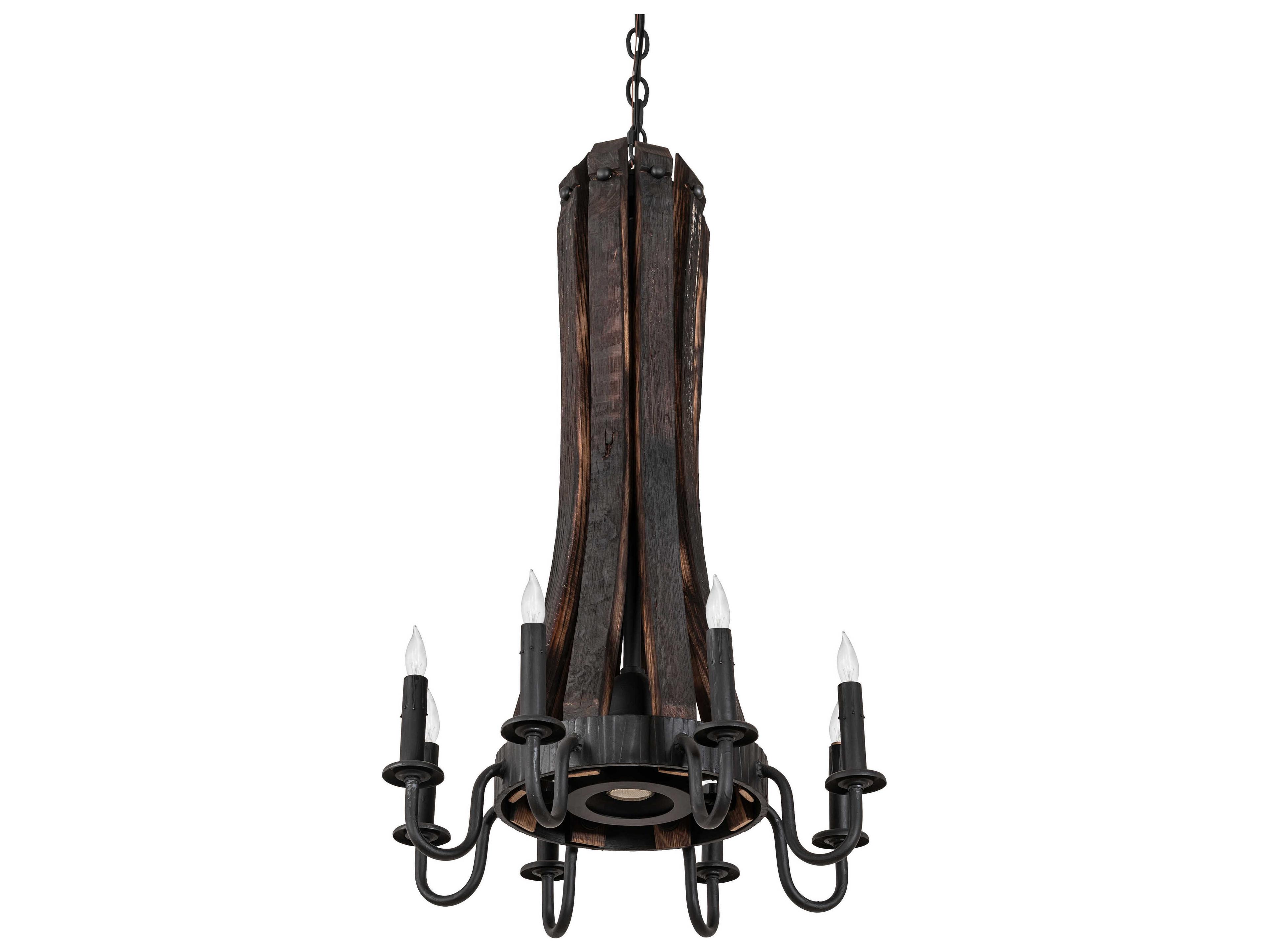 Meyda Barrel Stave Madera 9-Light Costello Black Charred Wood Chandelier