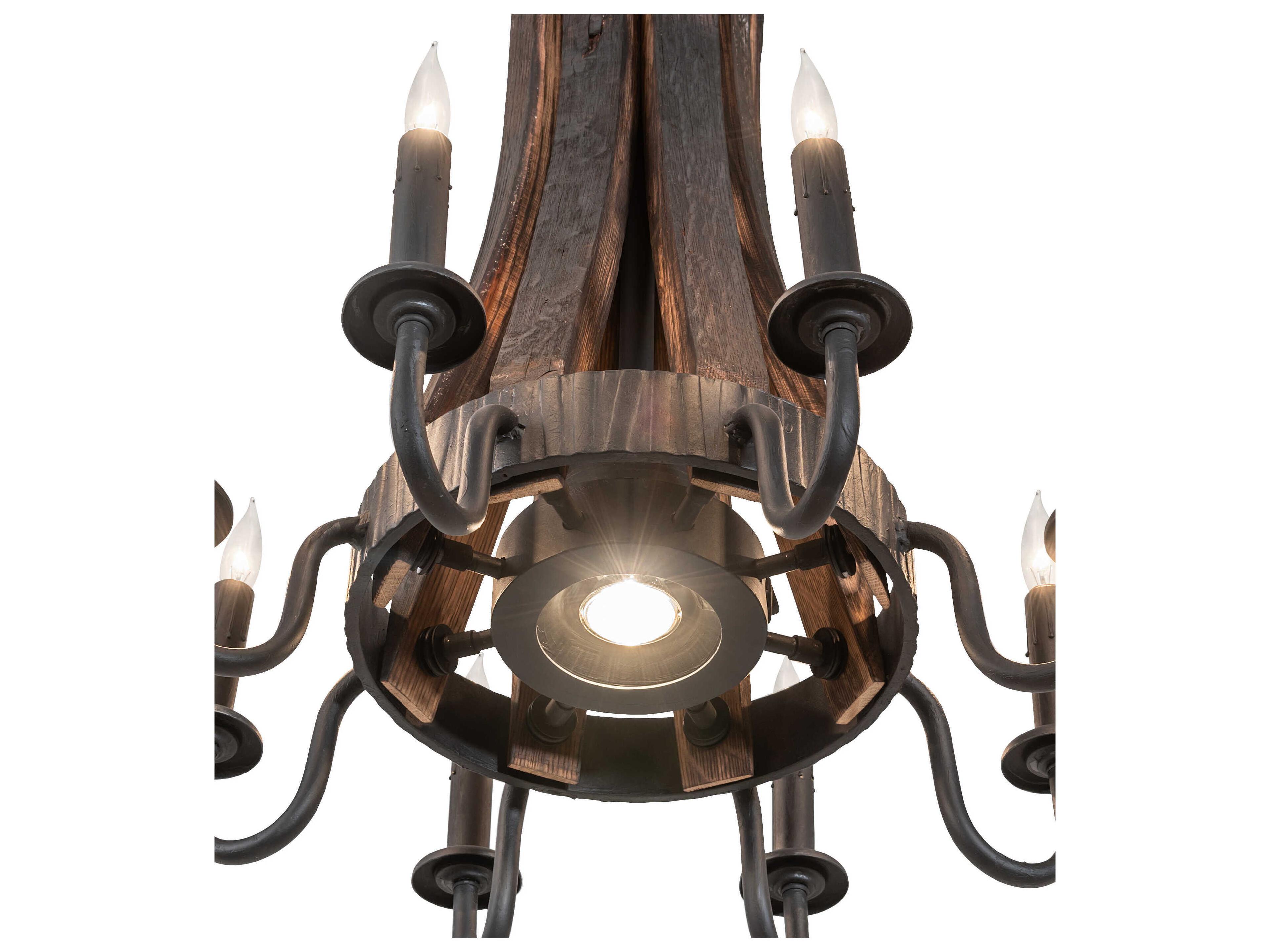 Meyda Barrel Stave Madera 9-Light Costello Black Charred Wood Chandelier