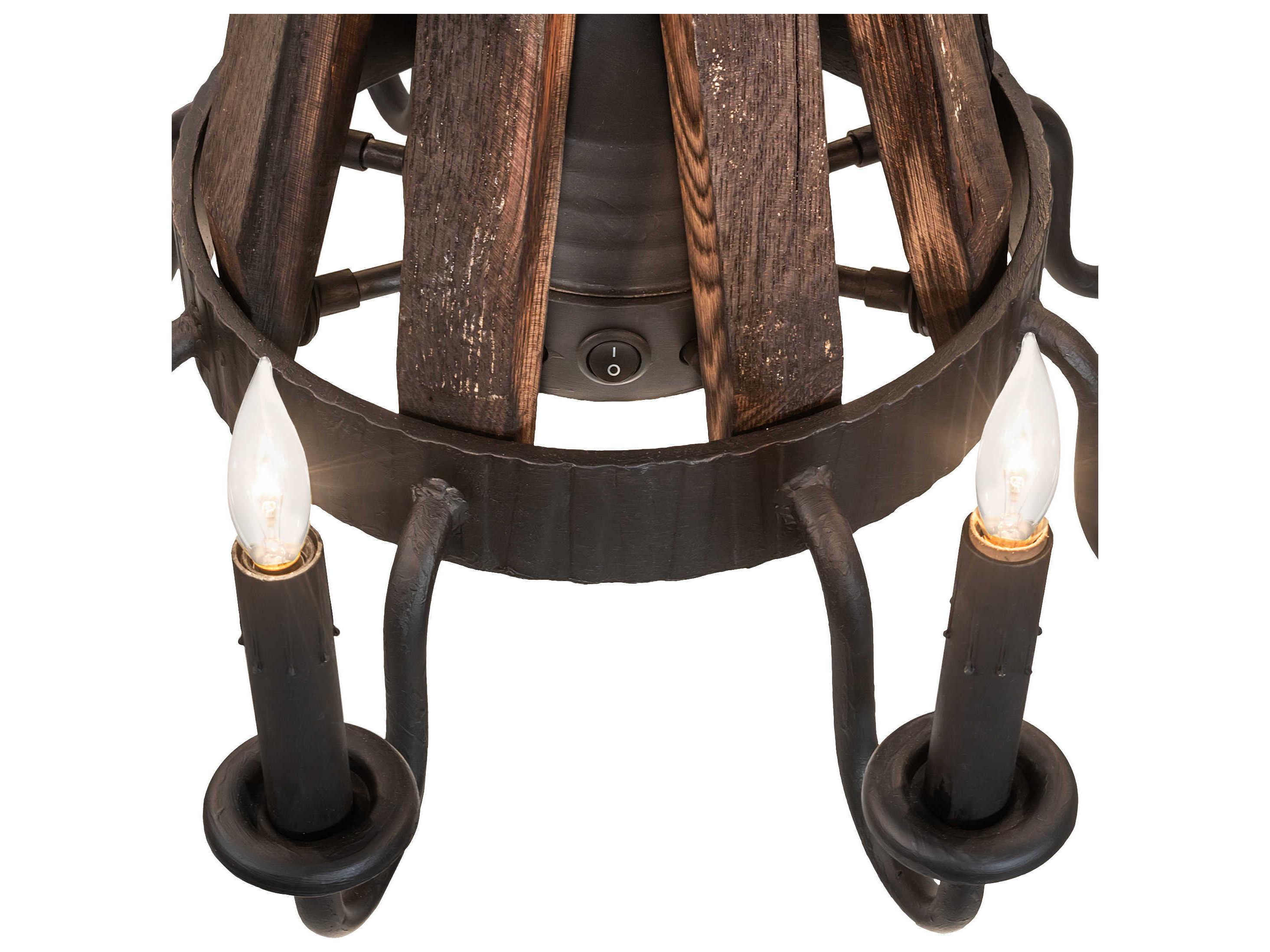 Meyda Barrel Stave Madera 9-Light Costello Black Charred Wood Chandelier