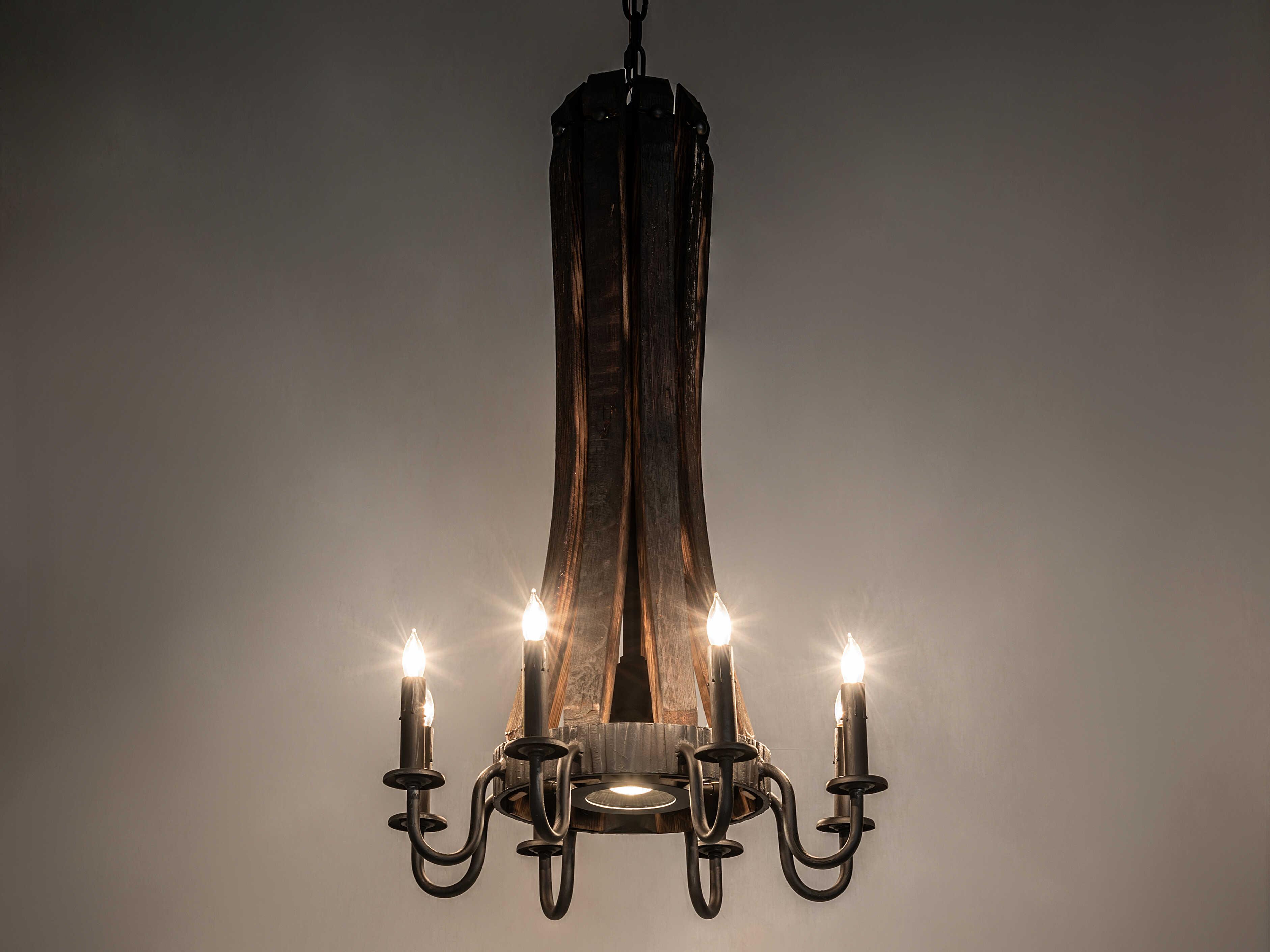 Meyda Barrel Stave Madera 9-Light Costello Black Charred Wood Chandelier