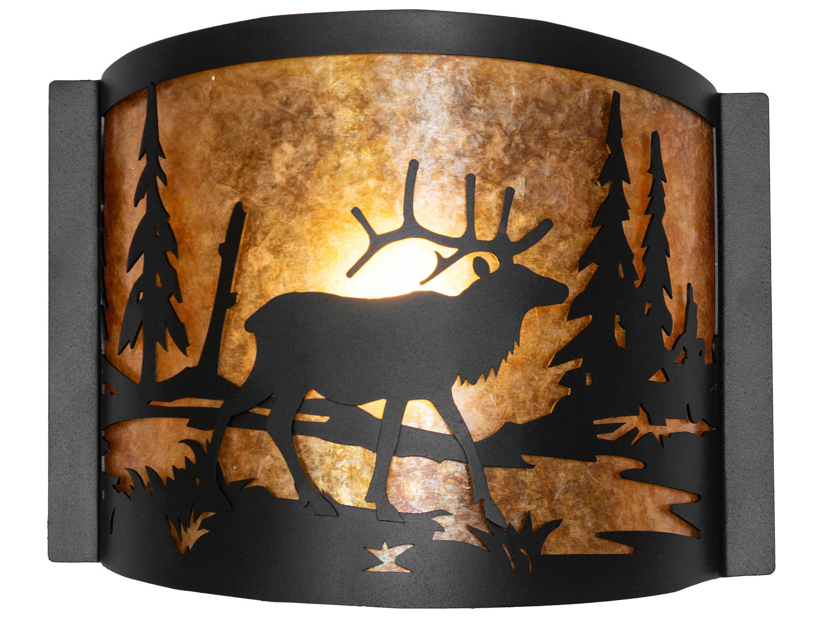 Meyda Elk At Lake 1-Light Textured Black Wall Sconce