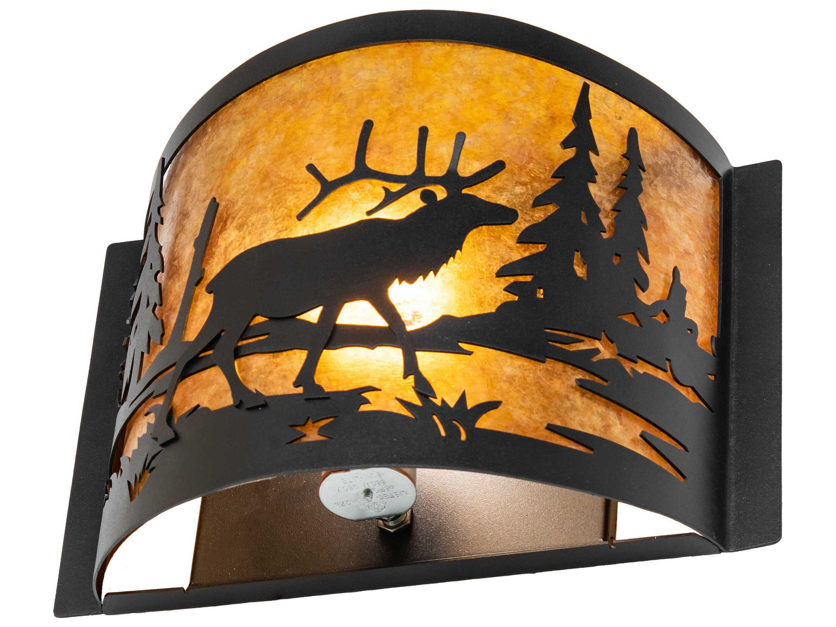 Meyda Elk At Lake 1-Light Textured Black Wall Sconce