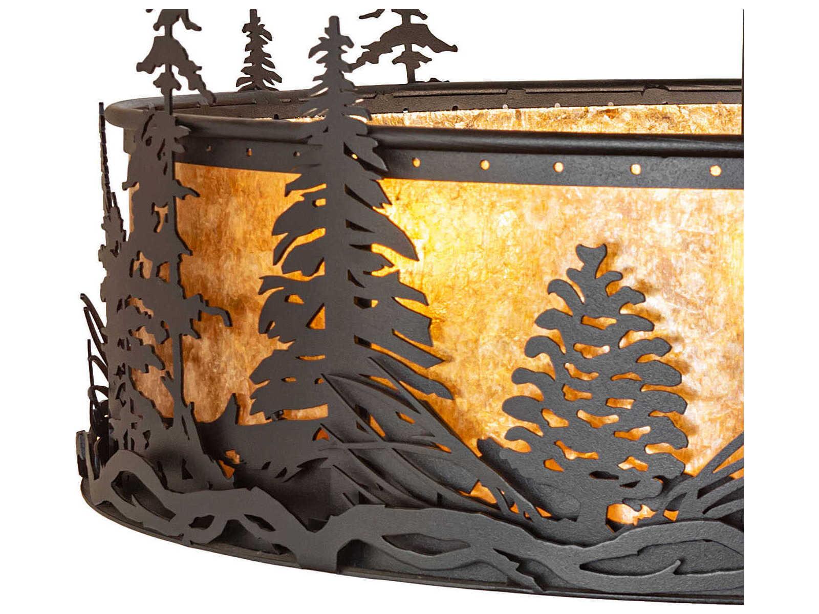 Meyda Tall Pines 4-Light Textured Black Semi Flush Mount