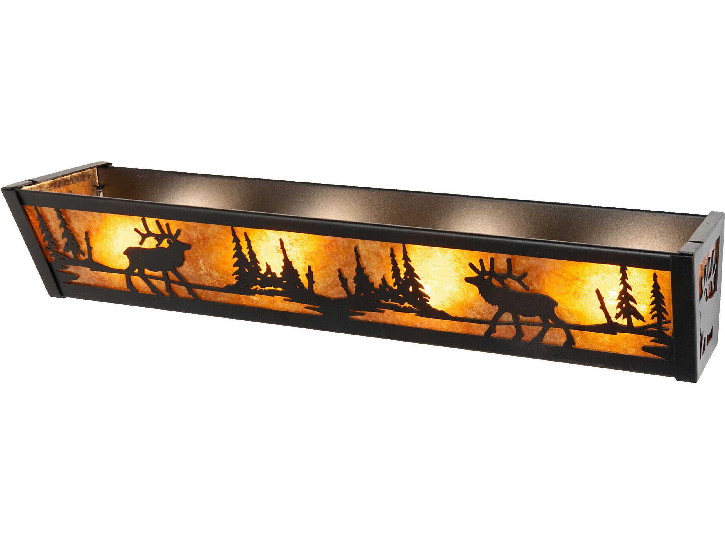 Meyda Elk At Lake 4-Light Textured Black Vanity Light